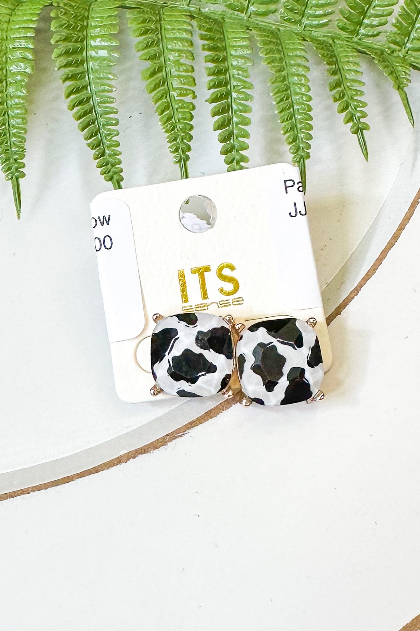 Pattern Square Earrings, Cow