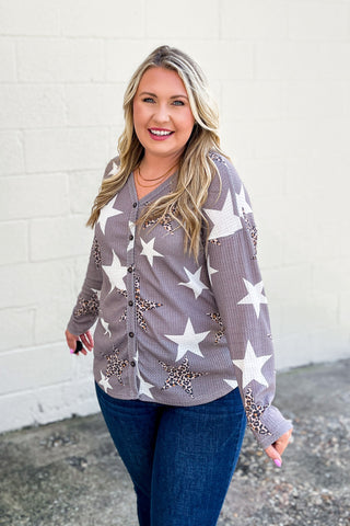 Watch The Stars Waffle Knit Top