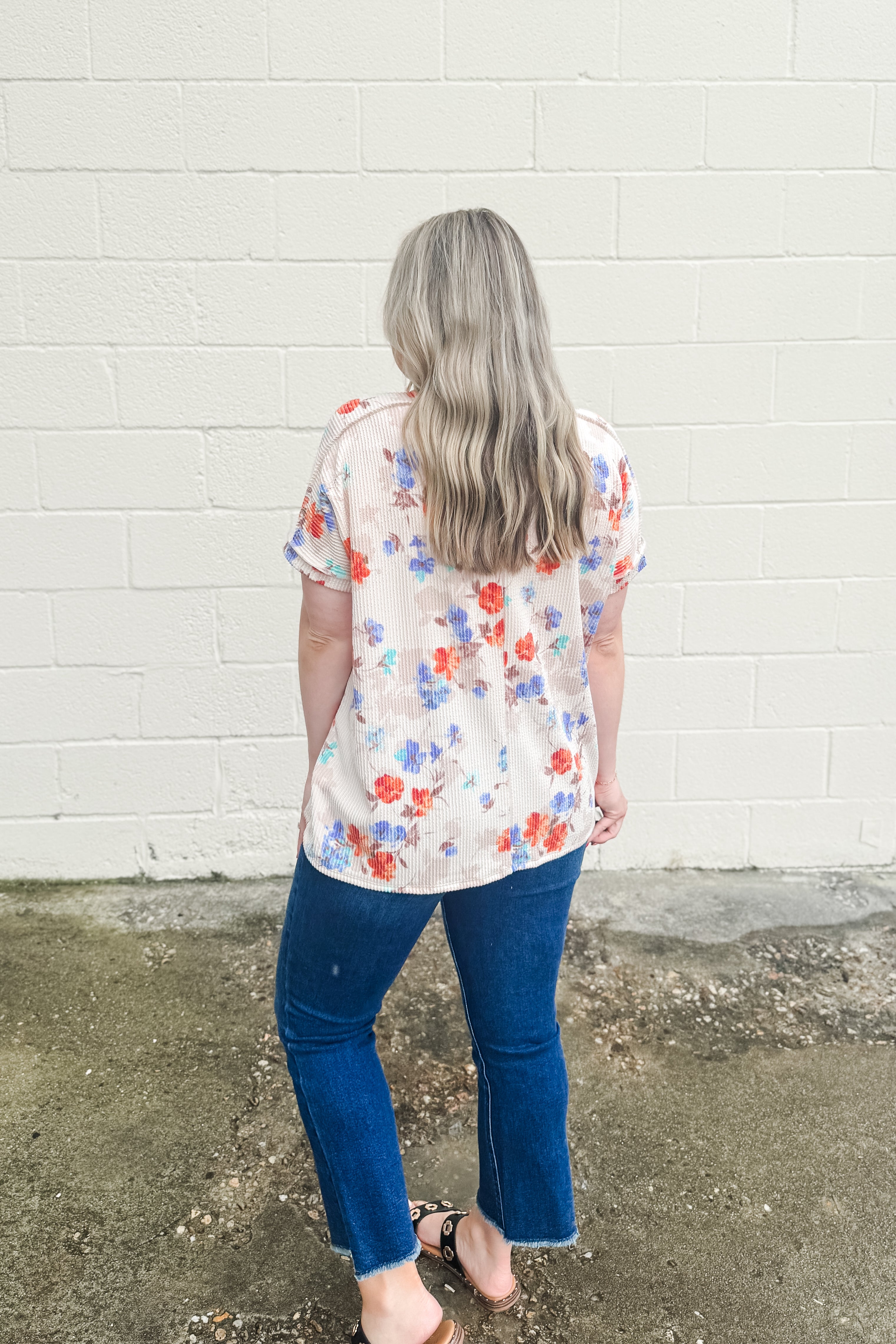 Cottage Bloom Ribbed Floral Top