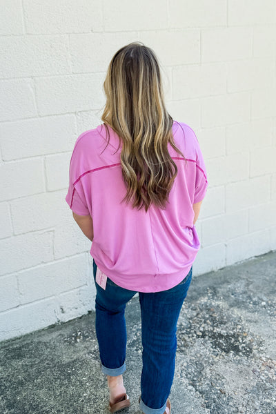 This And That Ribbed Dolman Top, Charm Pink