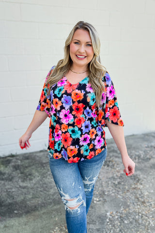 BF DEAL | Floral Creation Wrinkle Free Top