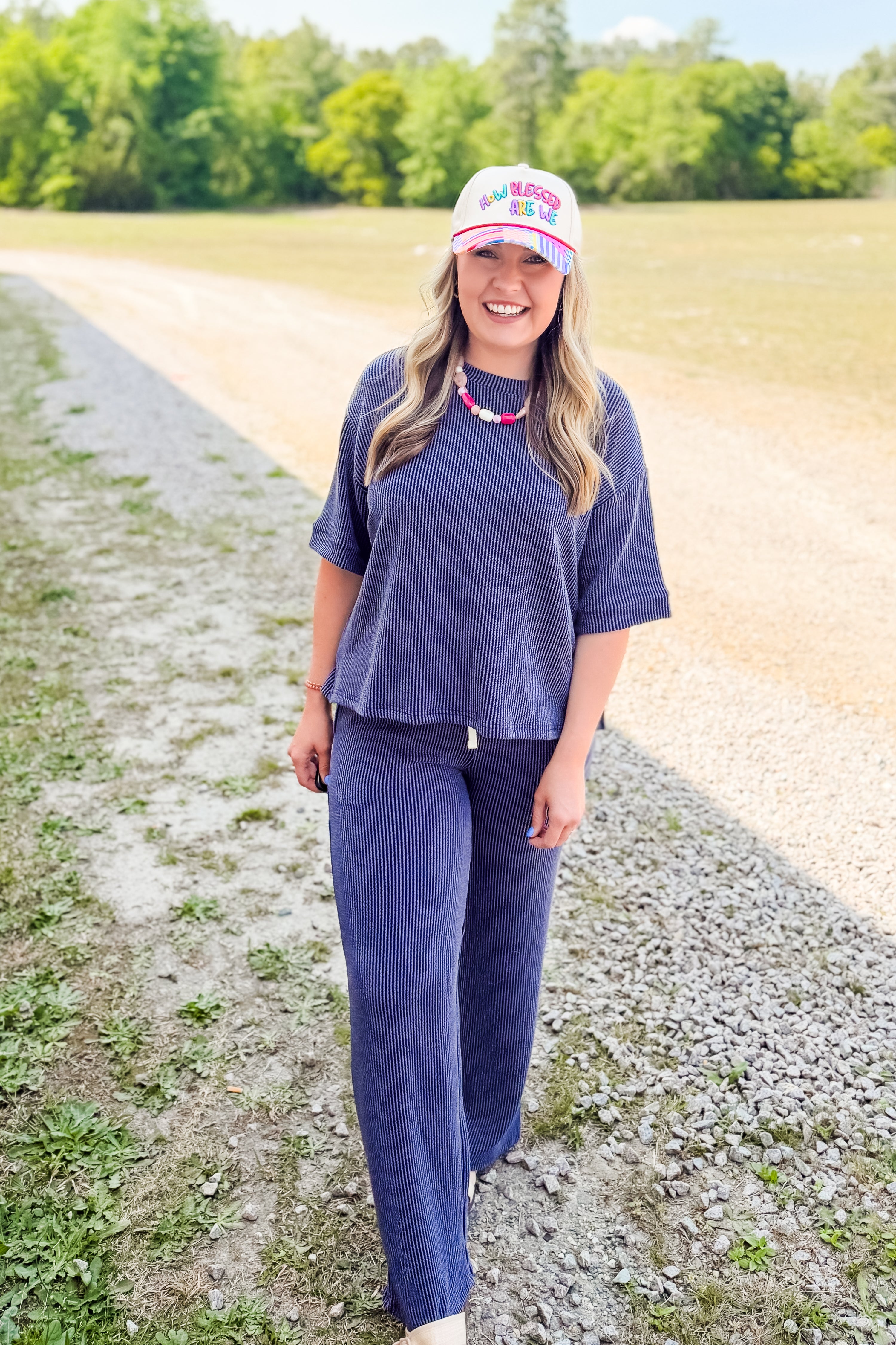The Olivia Ribbed Set, Navy