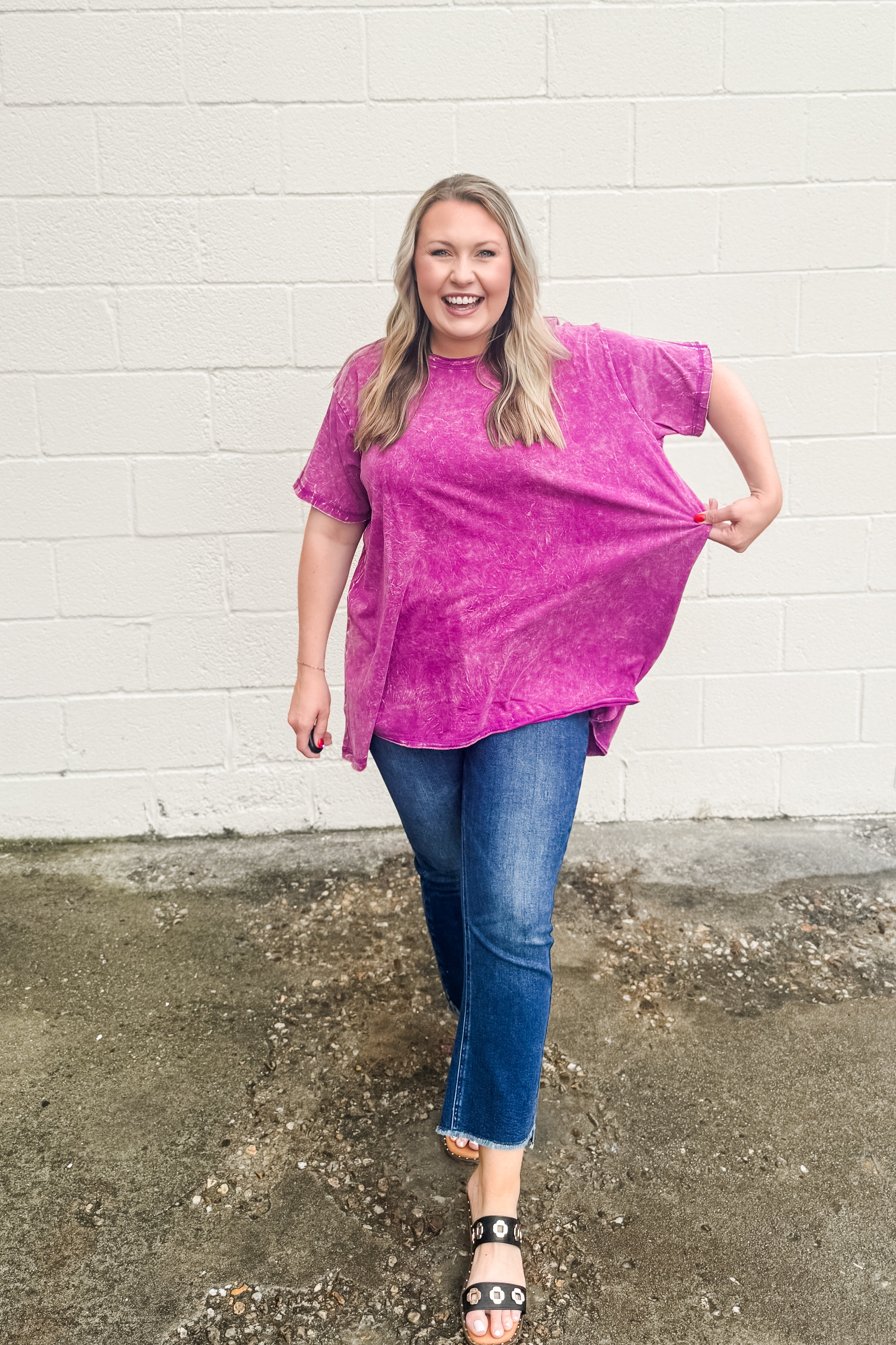 Issac Mineral Washed Oversized Top, Plum
