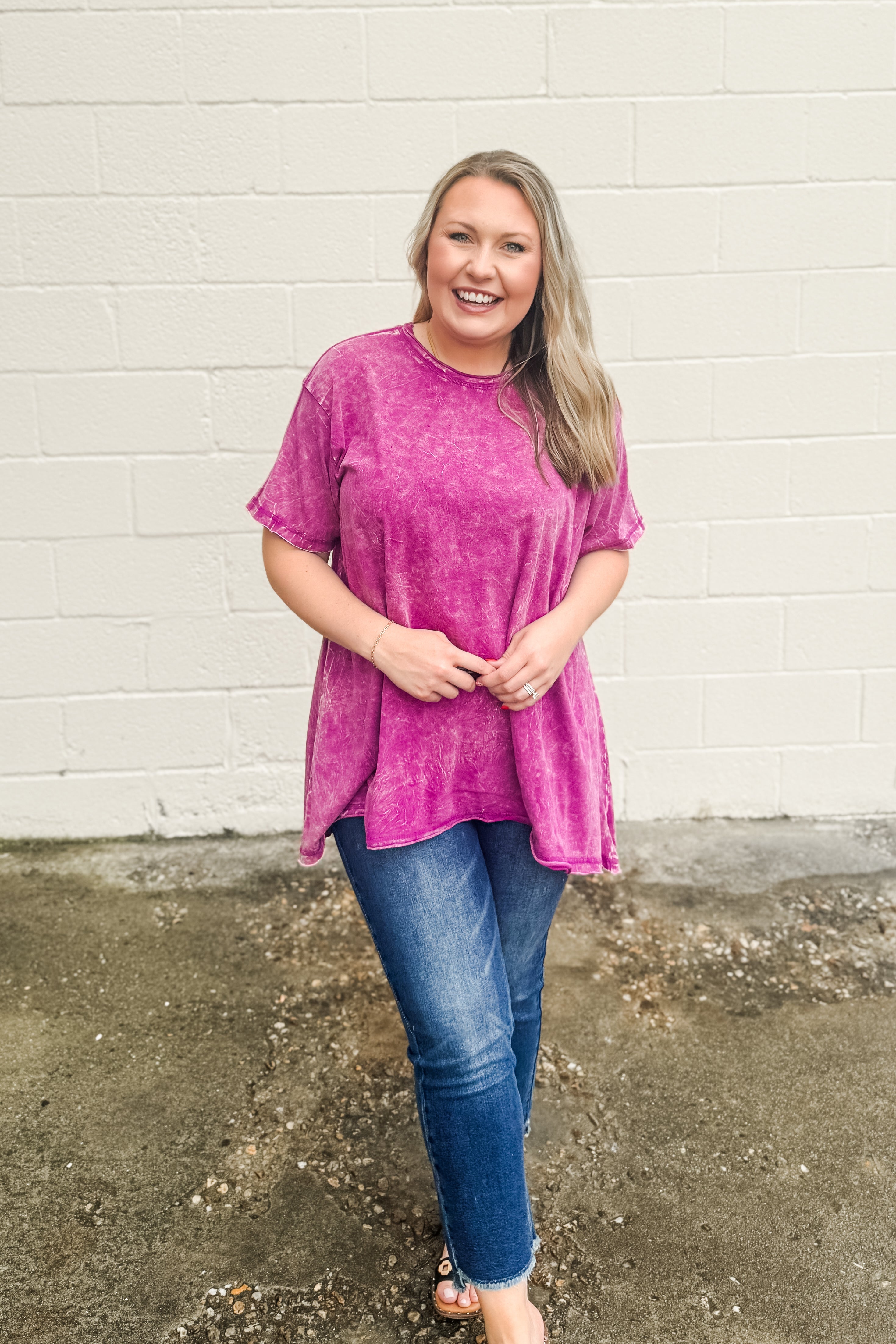 Issac Mineral Washed Oversized Top, Plum