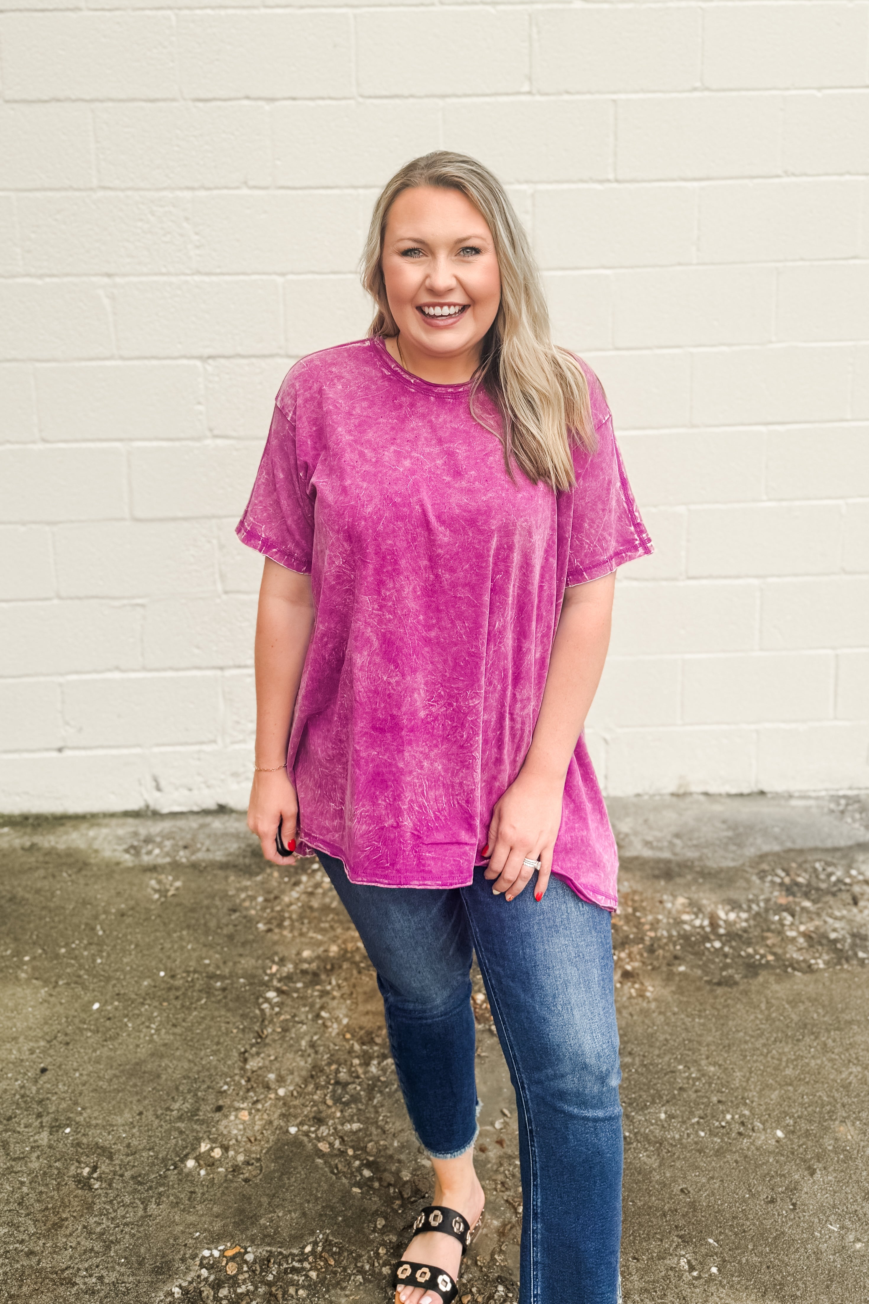 Issac Mineral Washed Oversized Top, Plum