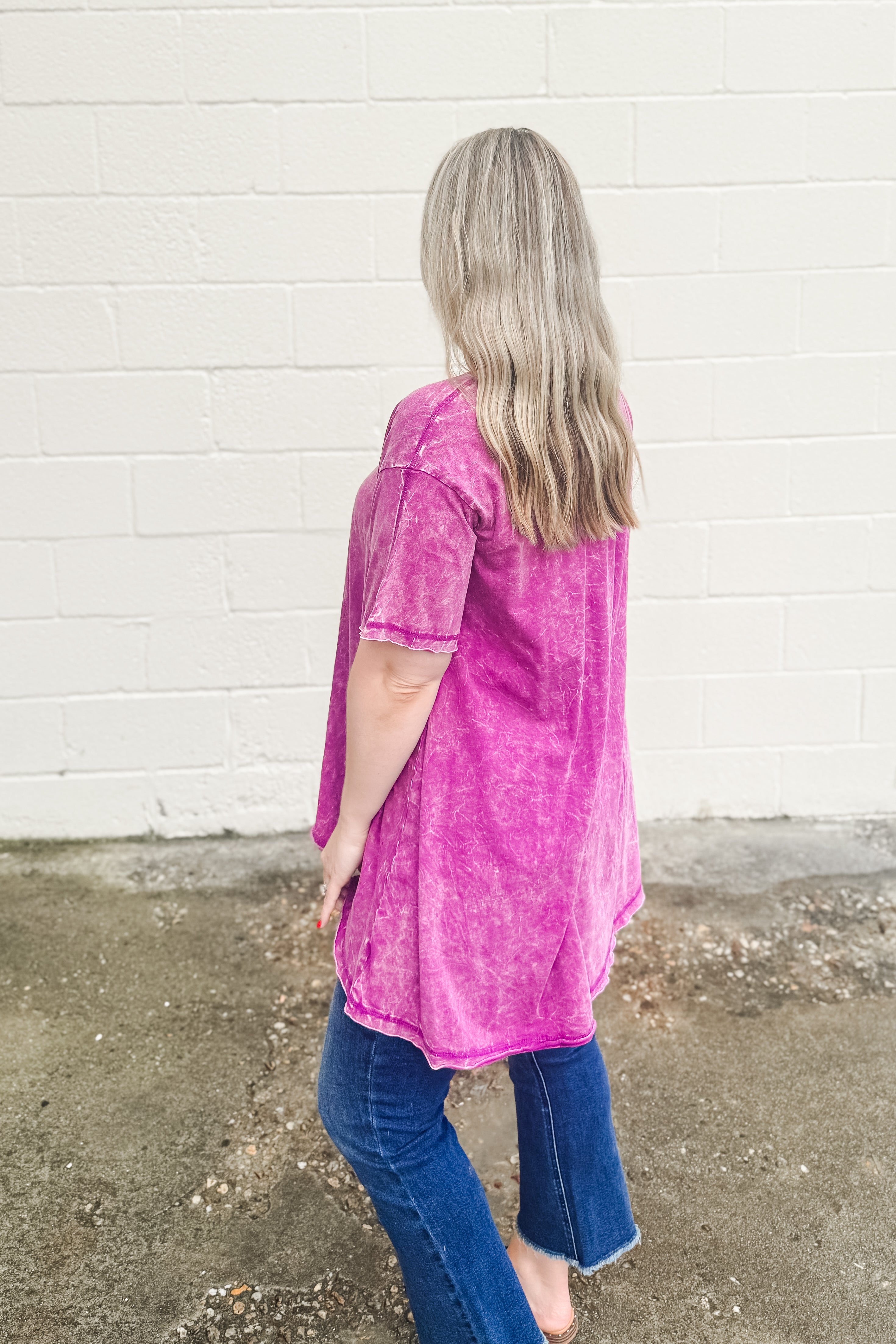 Issac Mineral Washed Oversized Top, Plum