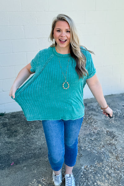 Sawyer Ribbed Top, Kelly Green