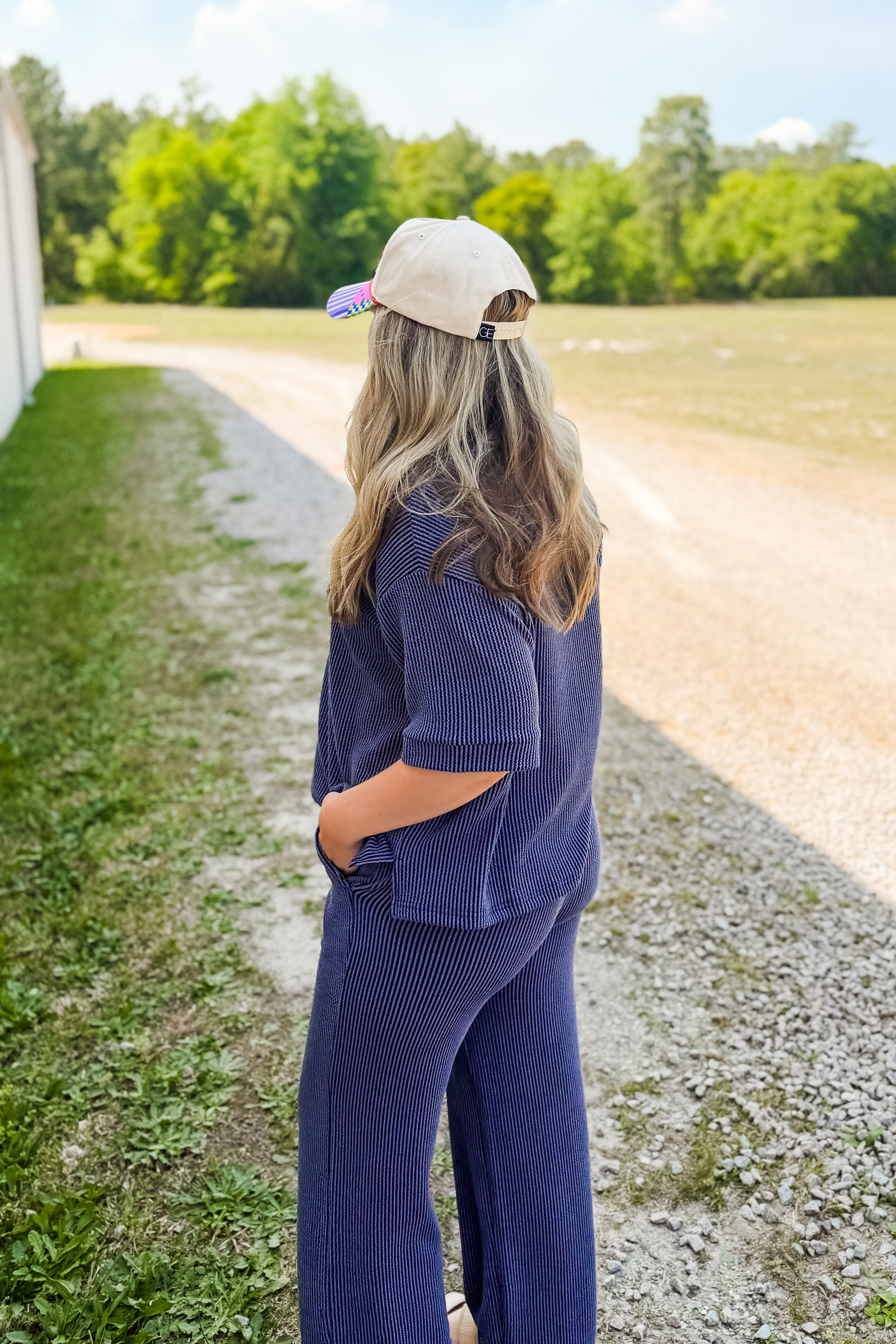 The Olivia Ribbed Set, Navy