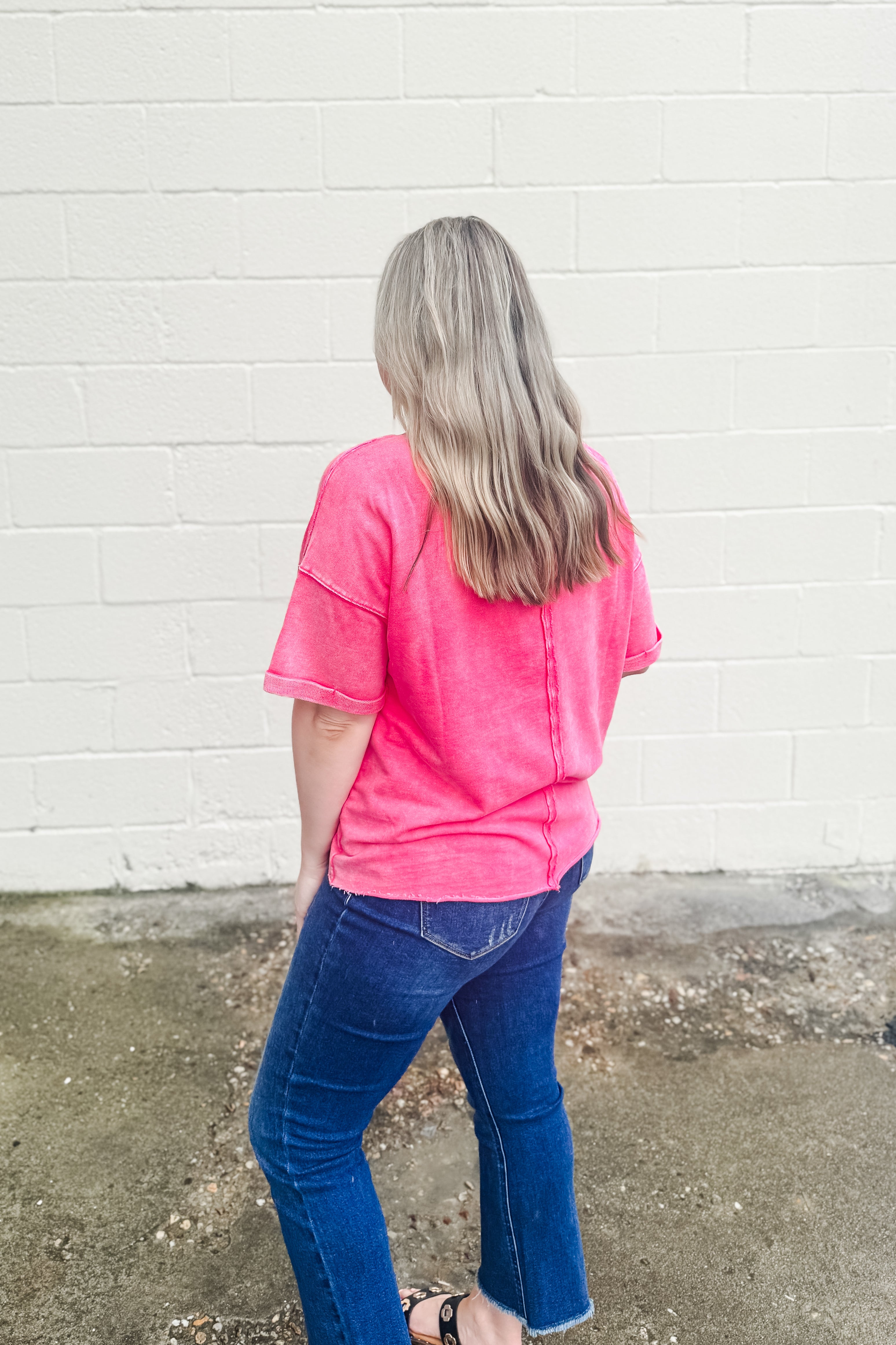 Cassidy Acid Acid Wash Tee, Fuchsia