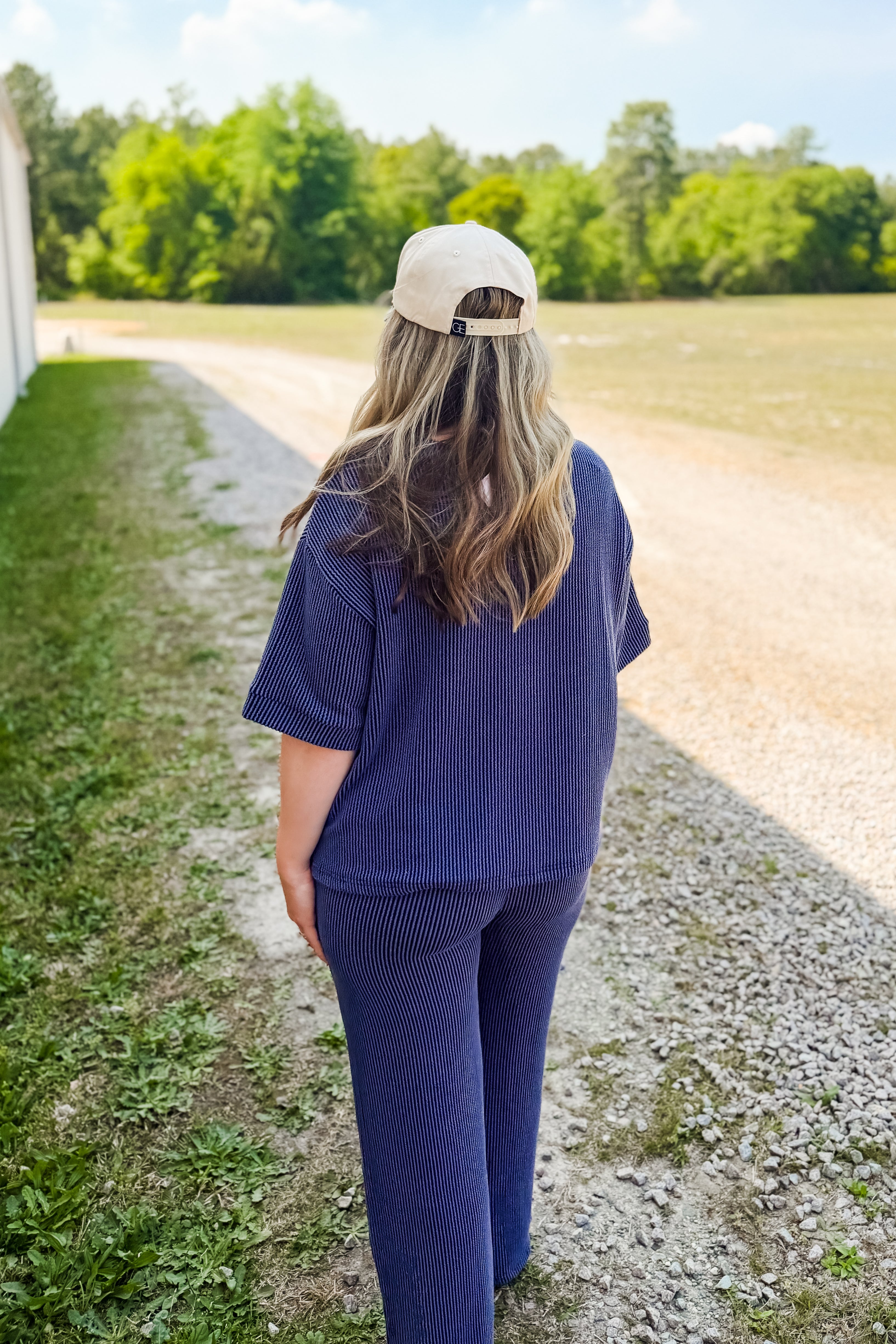 The Olivia Ribbed Set, Navy