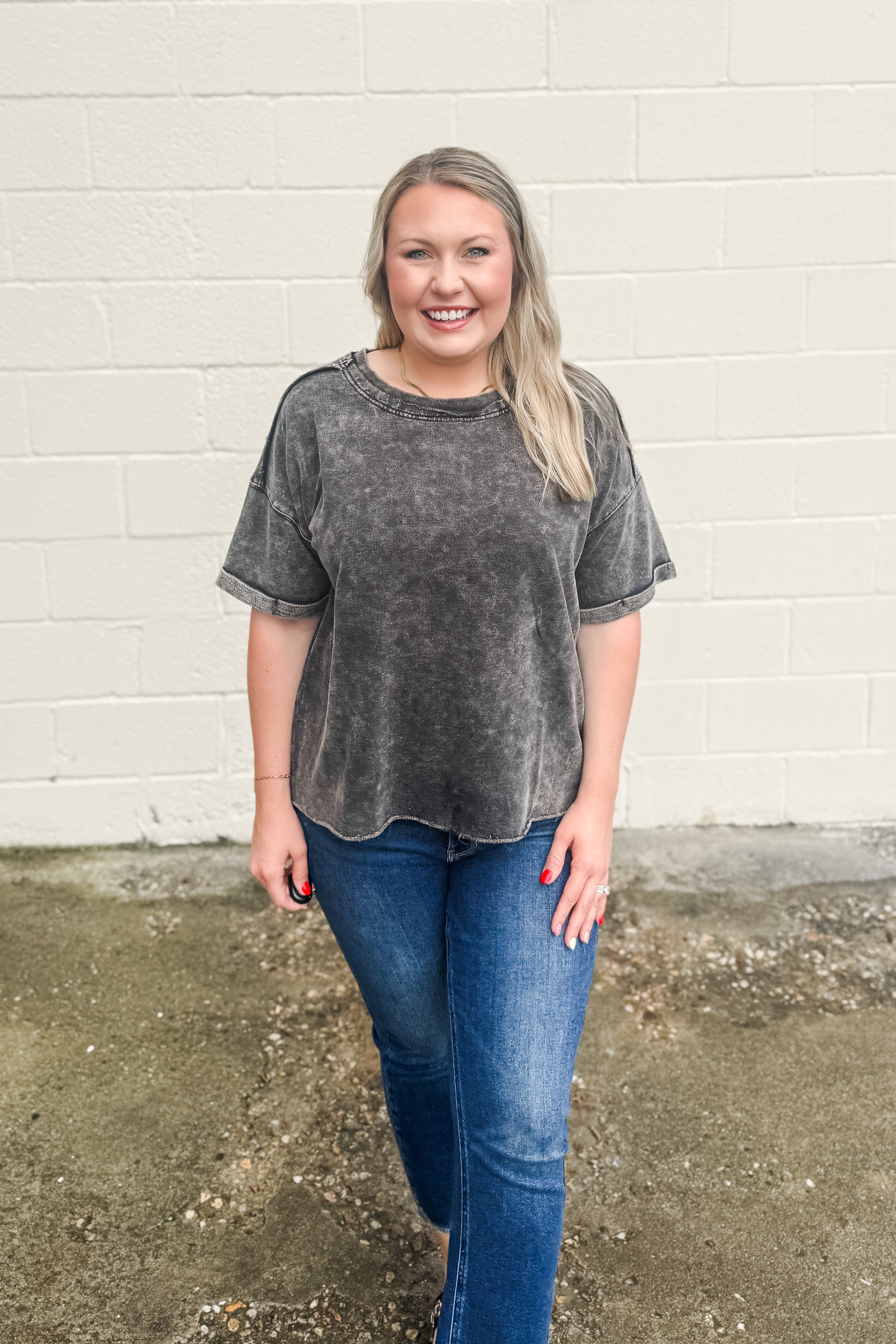 Cassidy Acid Acid Wash Tee, Ash Black