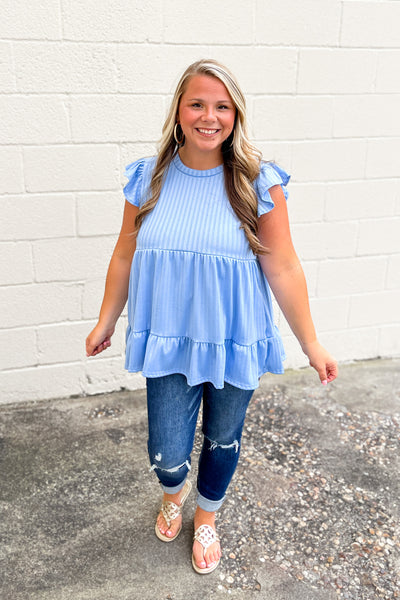 Part of the Play Babydoll Top, Light Blue