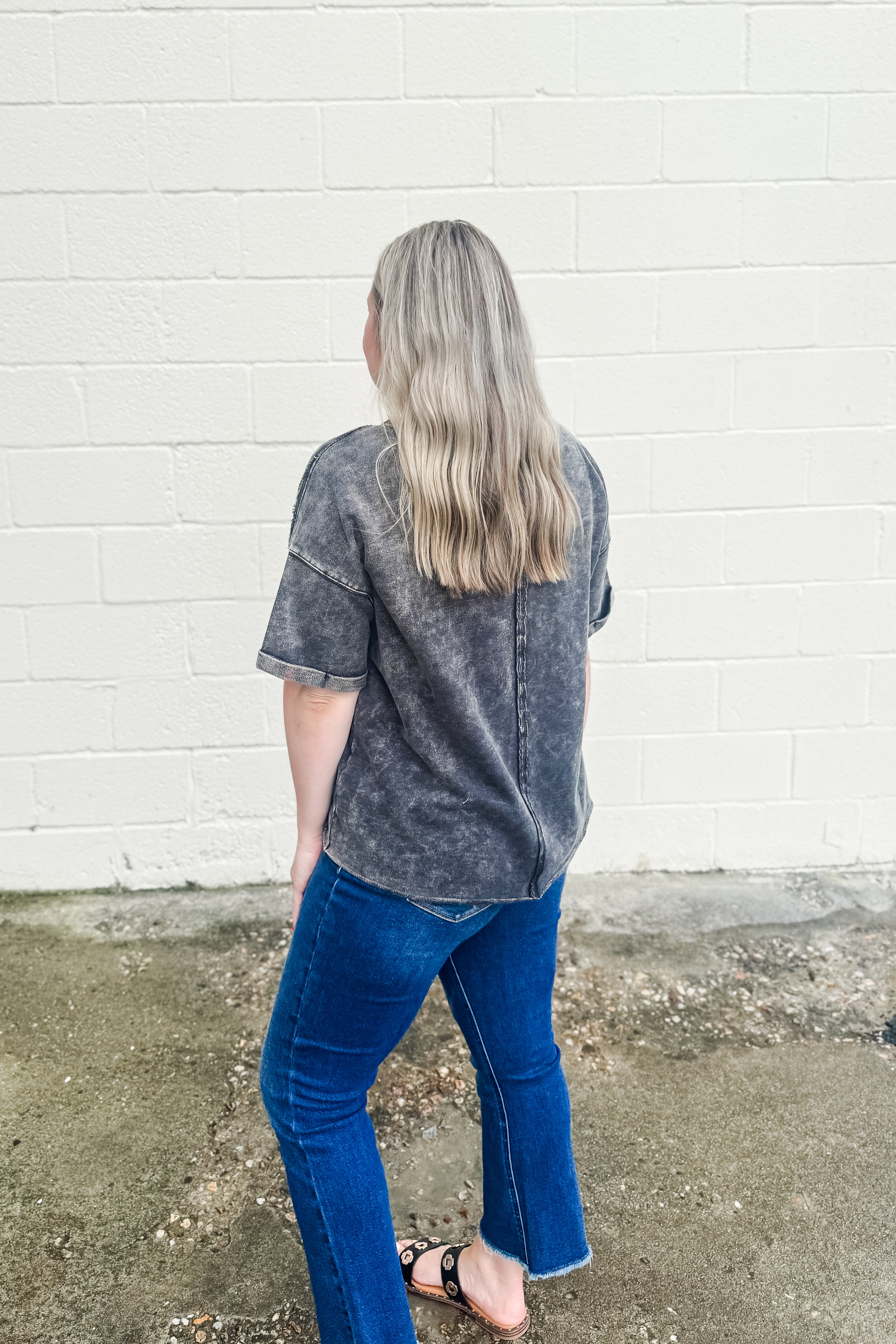 Cassidy Acid Acid Wash Tee, Ash Black