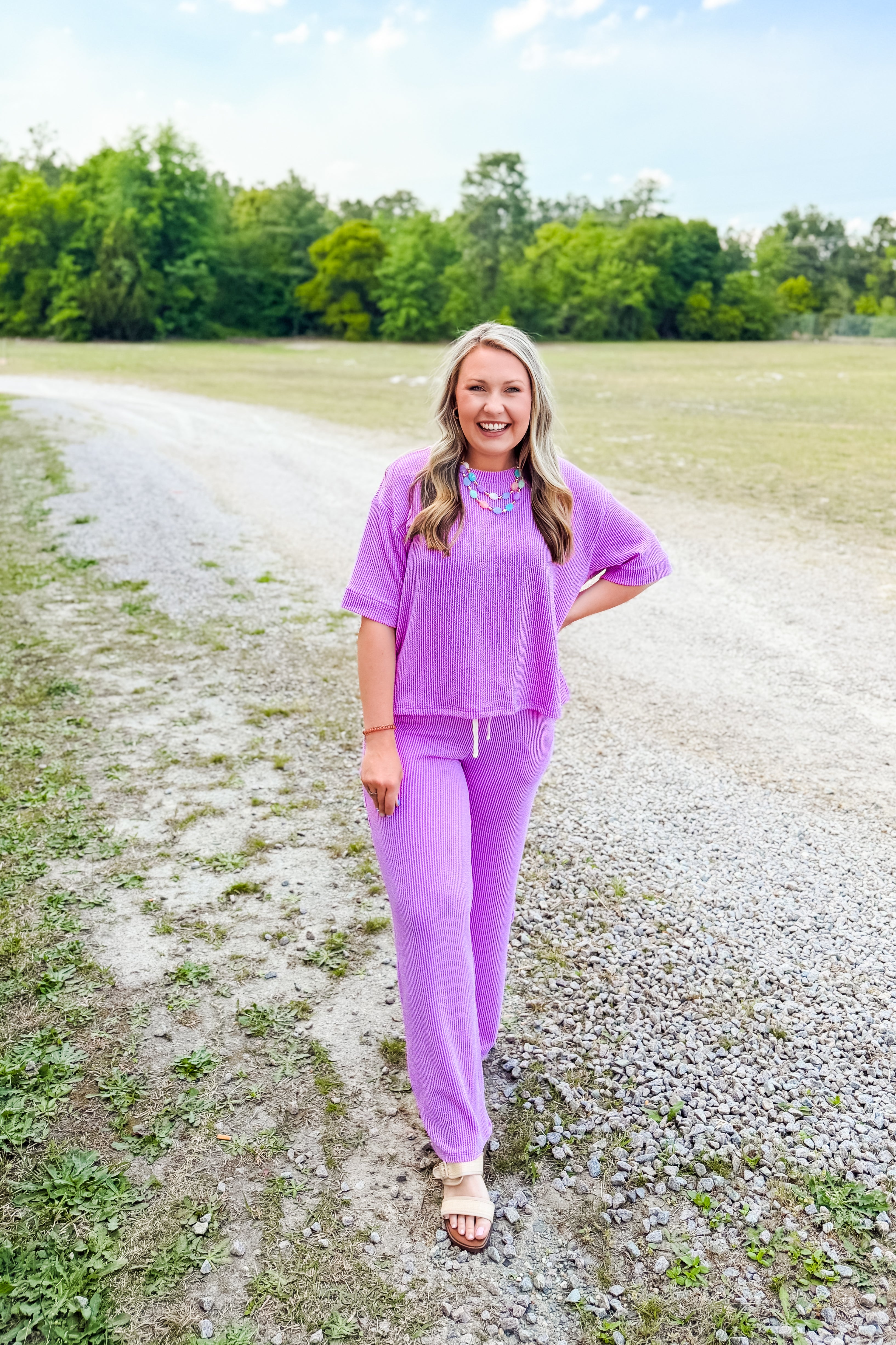 The Olivia Ribbed Set, Spring Violet