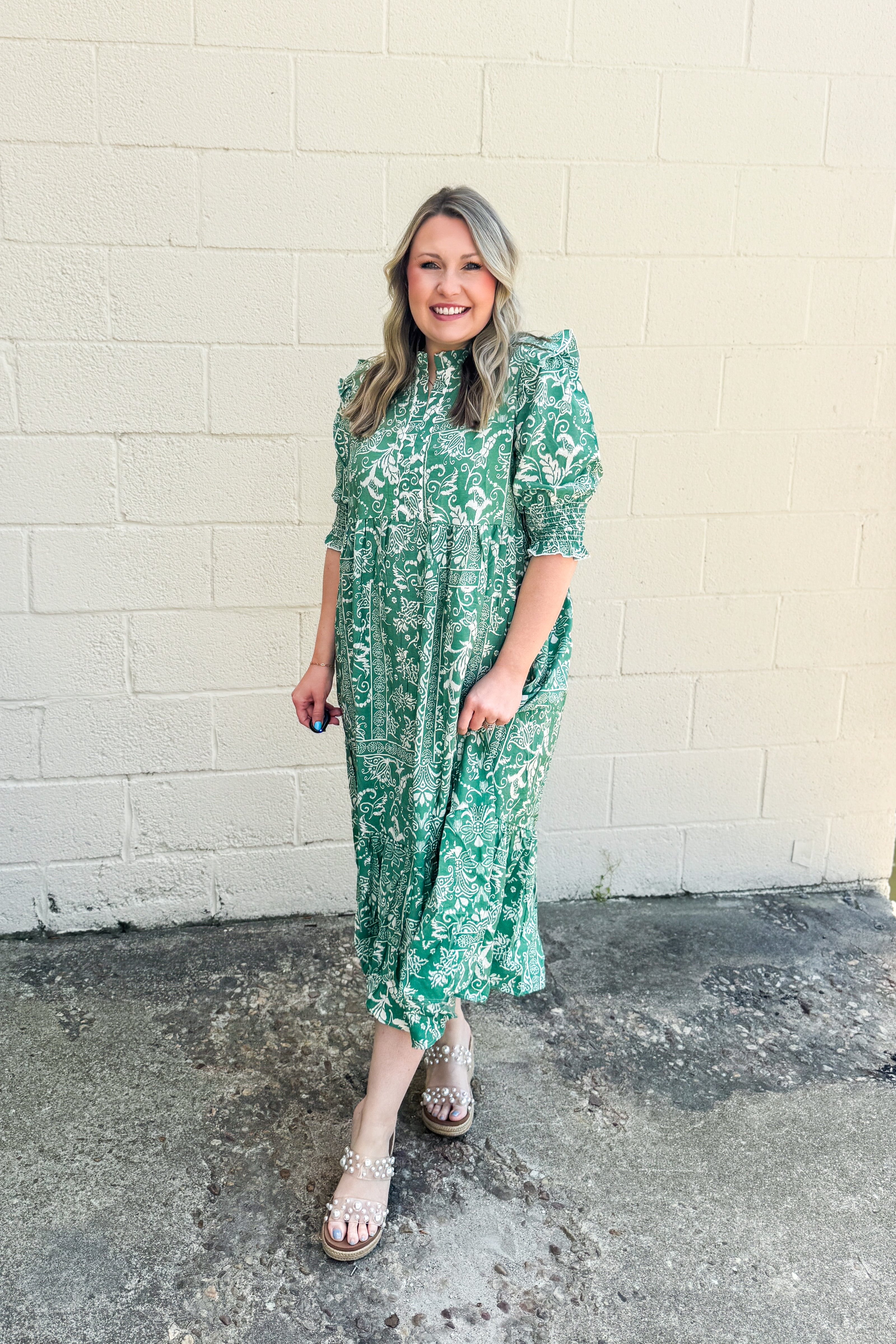 Charleston Charm Midi Dress, Sage