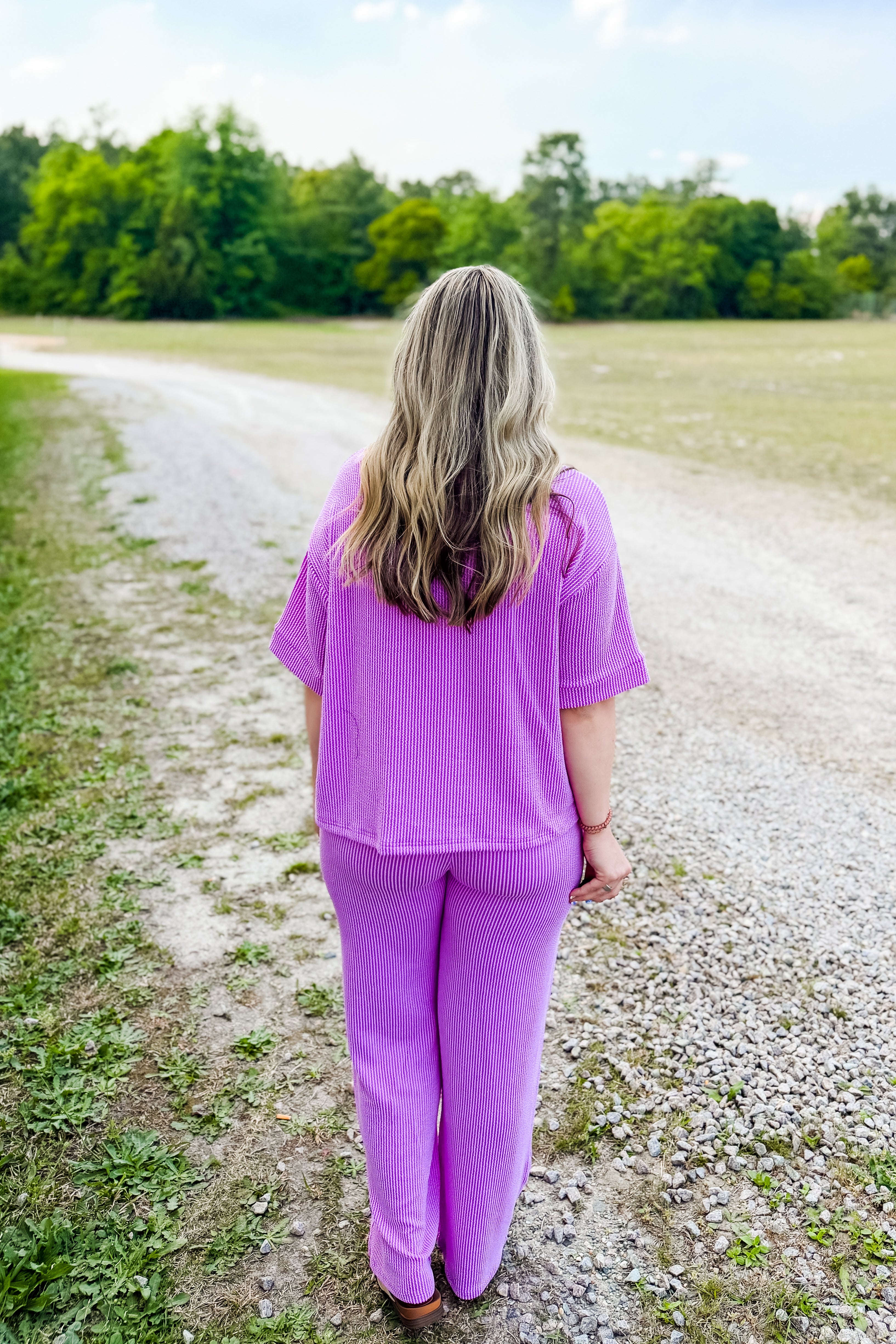 The Olivia Ribbed Set, Spring Violet