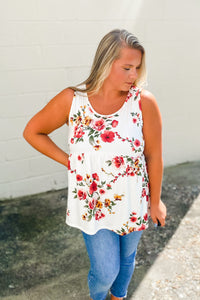 DEAL | Floral Babydoll Top, Ivory