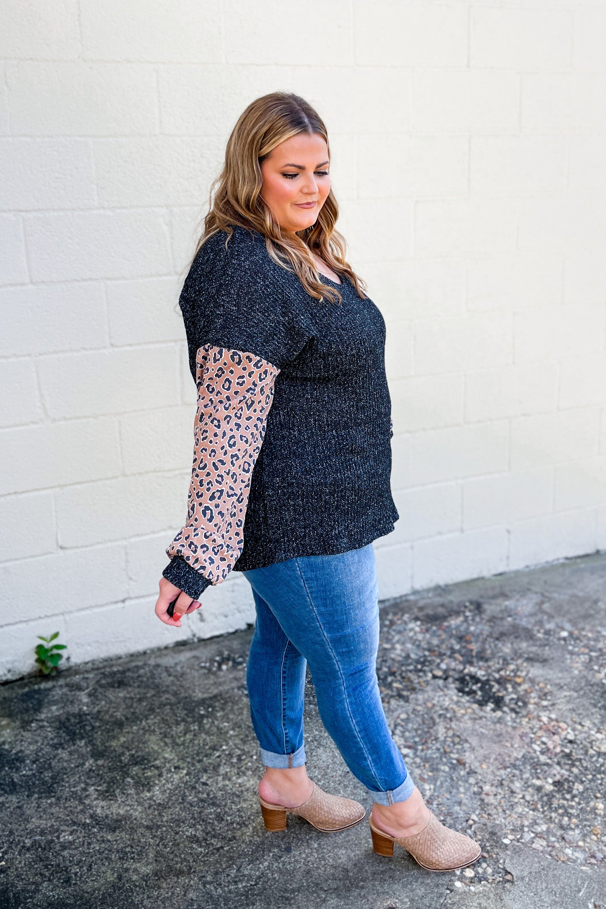 All The Joy Leopard Sleeve Top