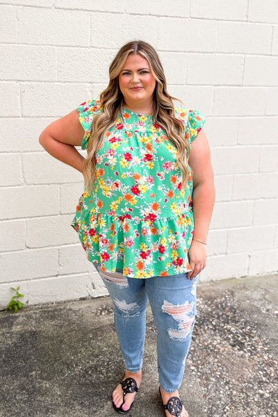 Feelings For Floral Top, Green