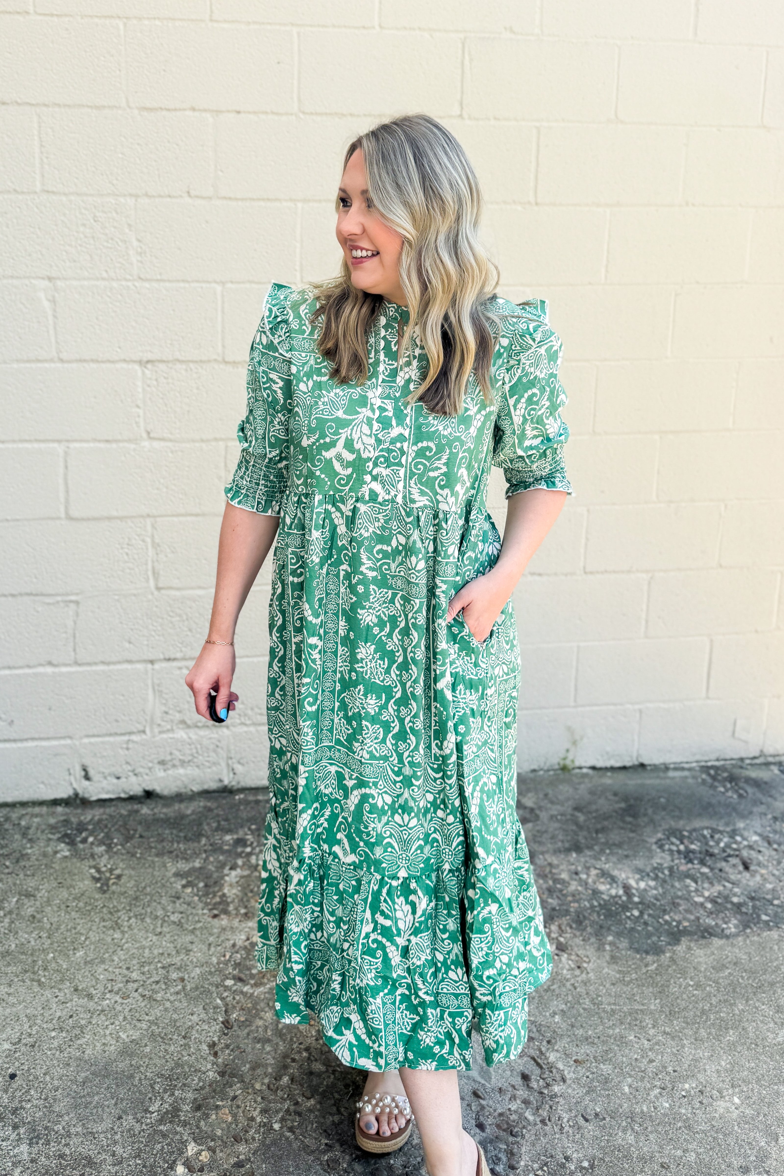 Charleston Charm Midi Dress, Sage
