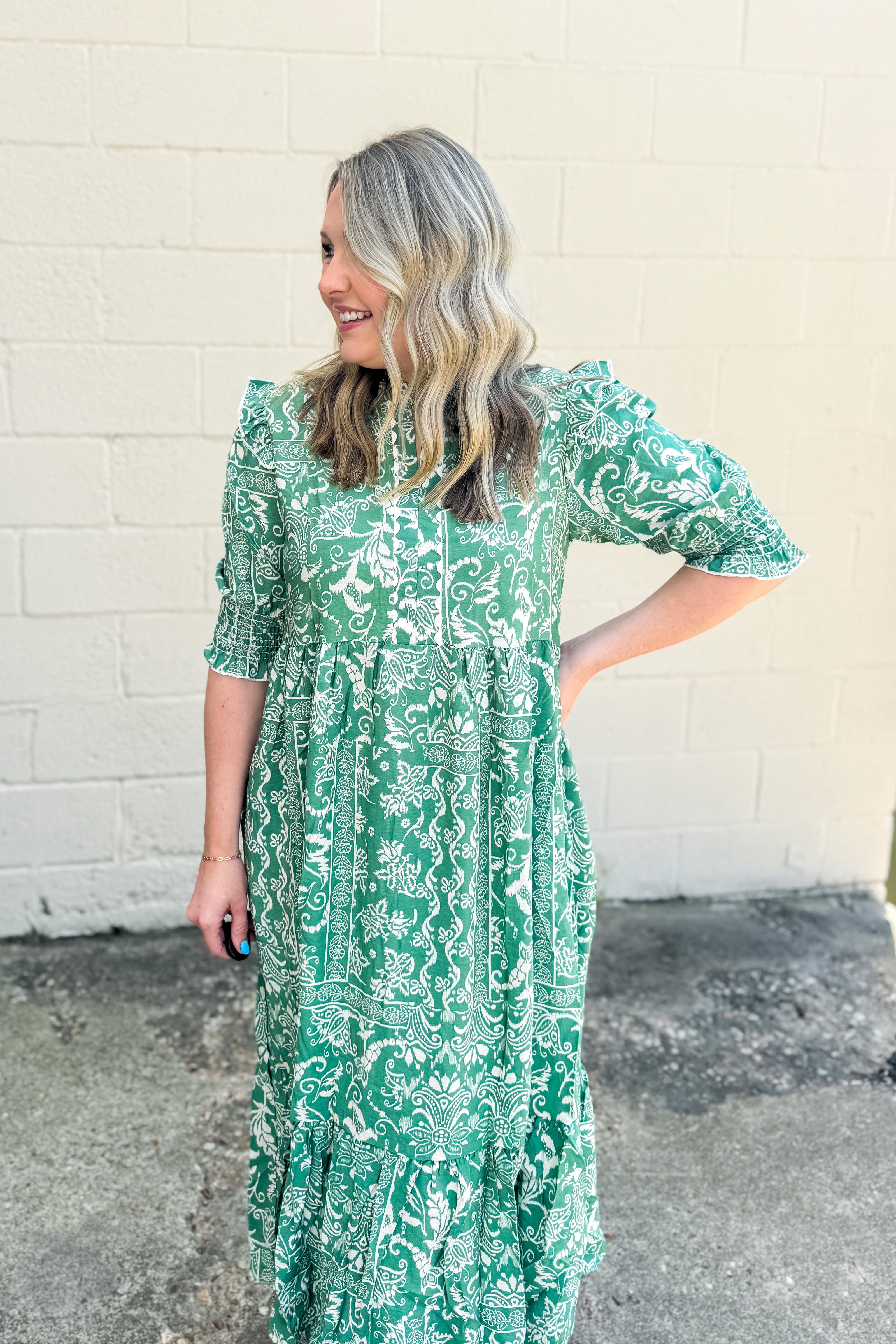 Charleston Charm Midi Dress, Sage