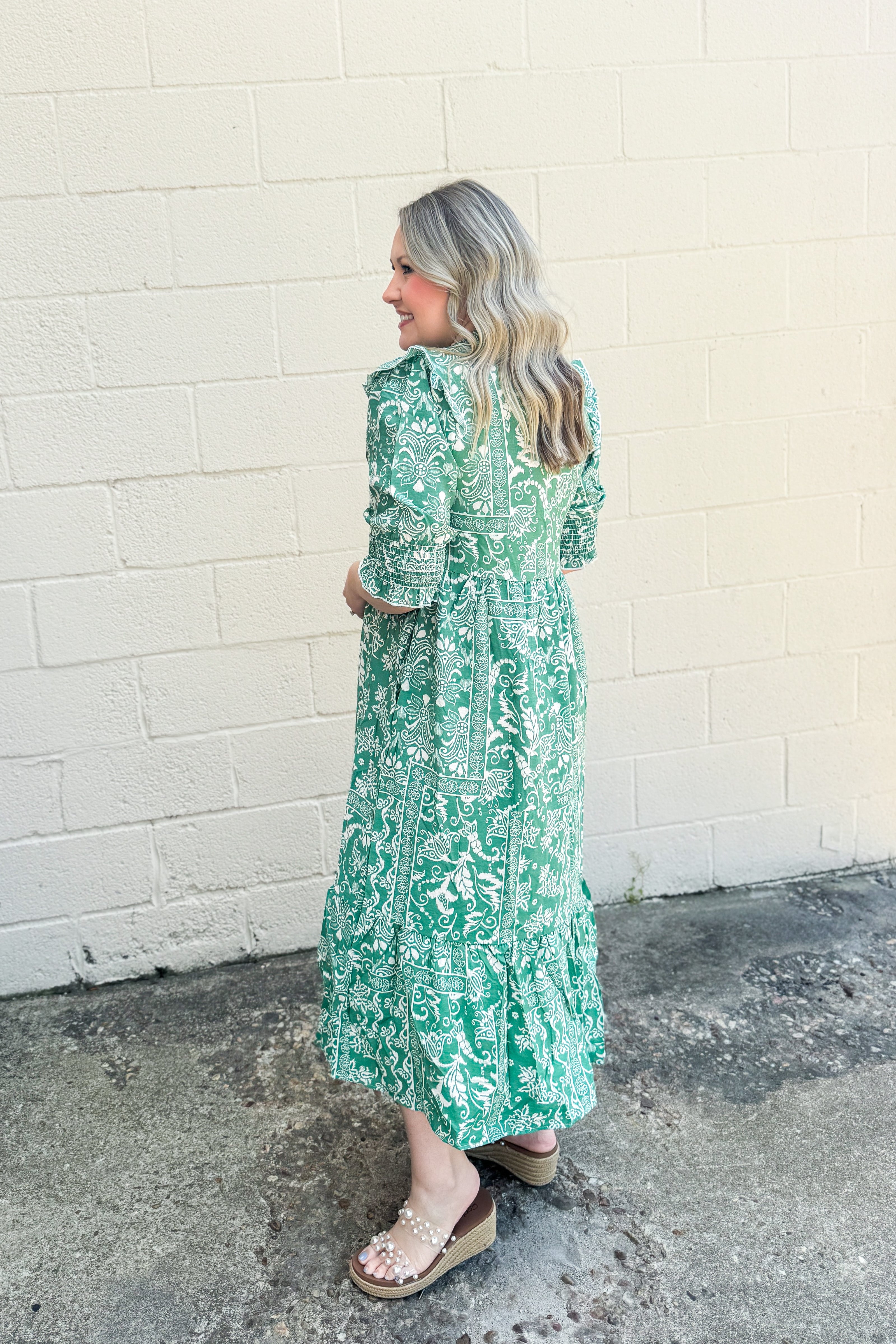 Charleston Charm Midi Dress, Sage