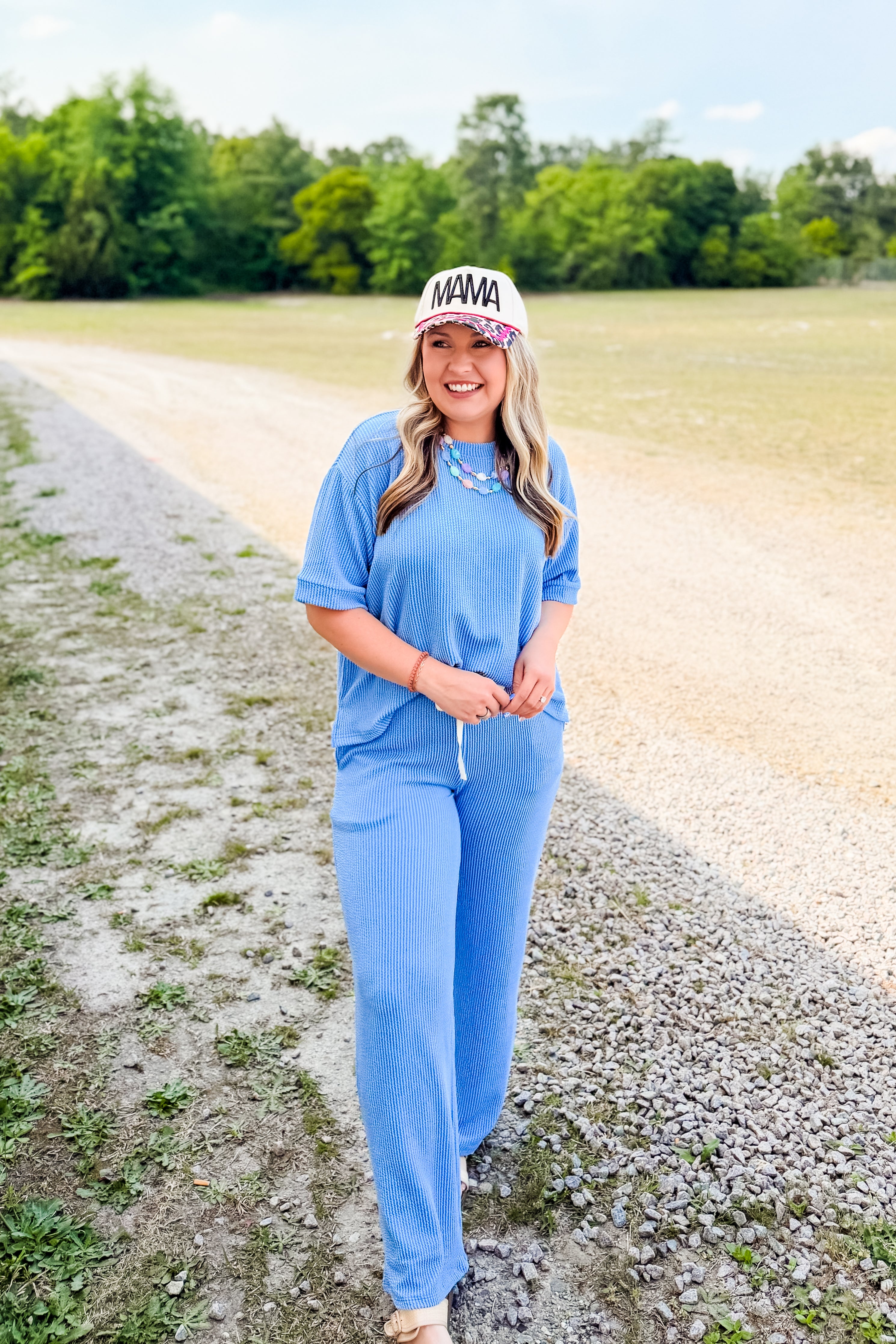 The Olivia Ribbed Set, Sky Blue