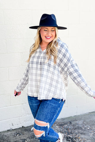 Just Keep Going Plaid Ombre Top