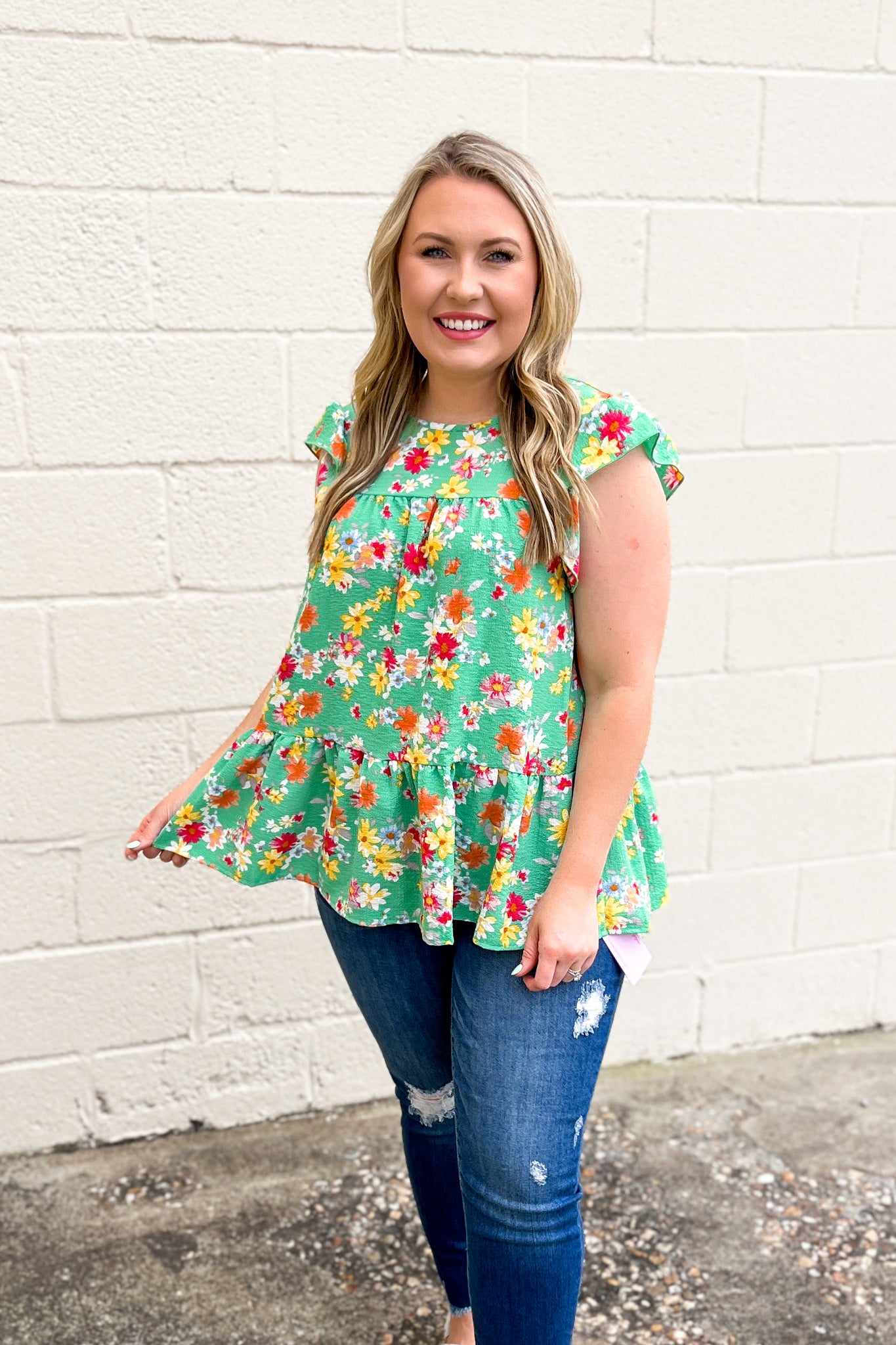 Feelings For Floral Top, Green