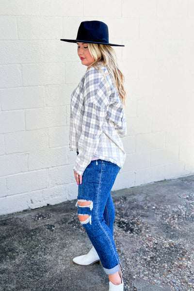 Just Keep Going Plaid Ombre Top