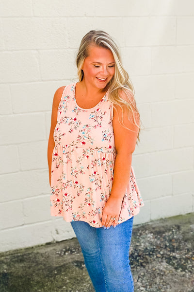 DEAL | Floral Babydoll Top, Dusty Rose