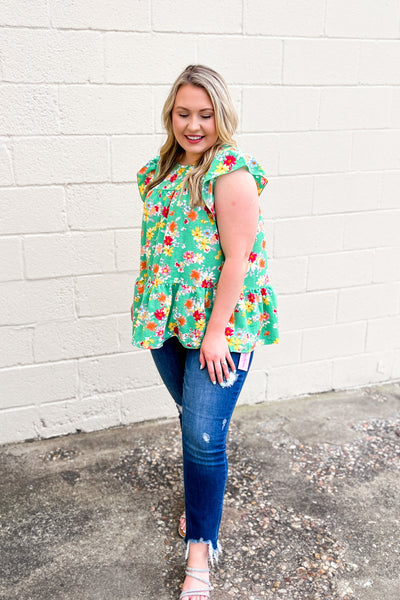 Feelings For Floral Top, Green