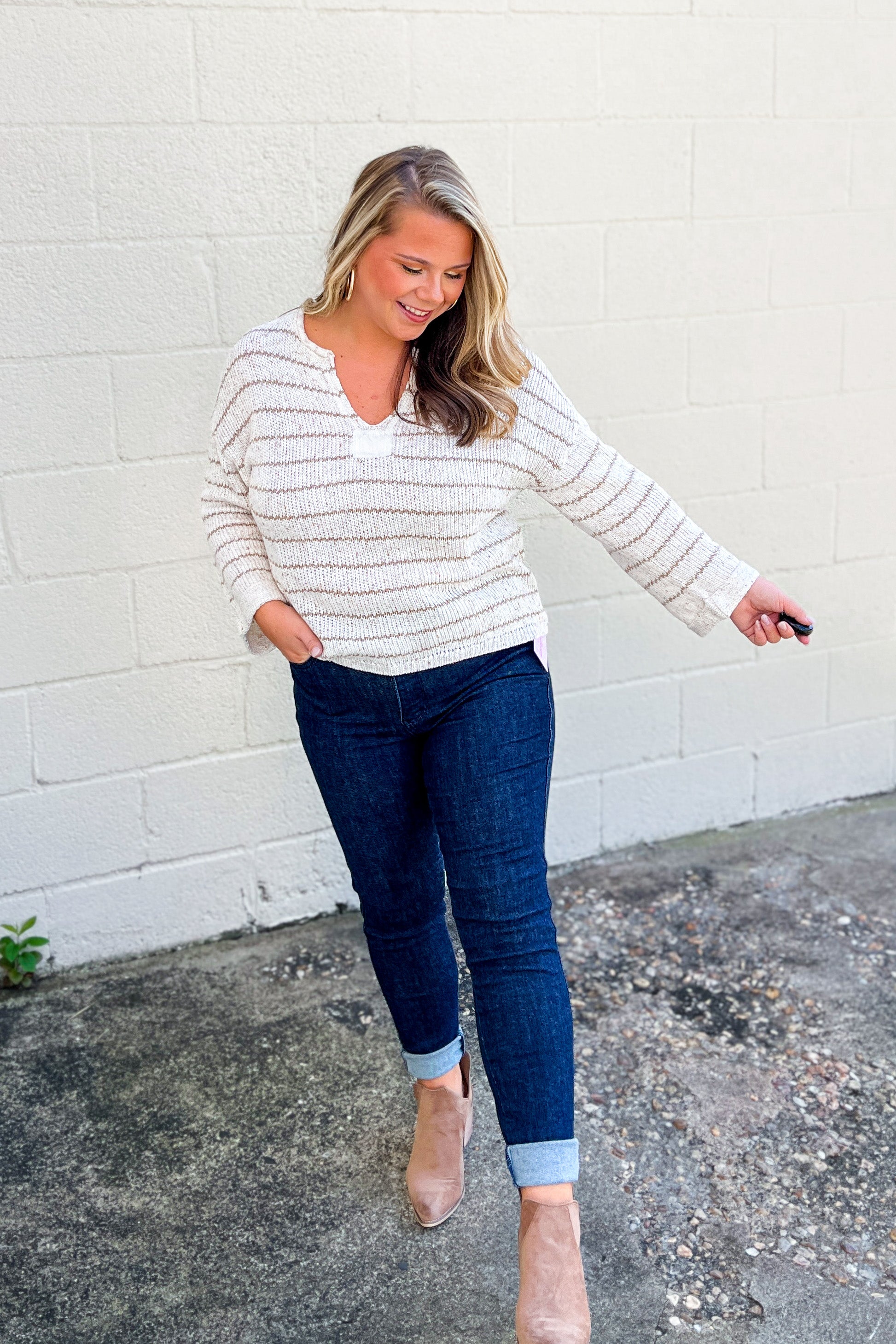 Winding Down Knit Stripe Sweater, Ivory