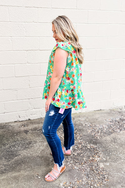 Feelings For Floral Top, Green