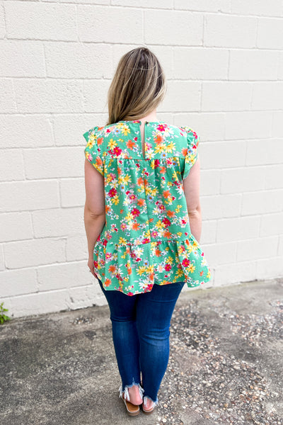 Feelings For Floral Top, Green