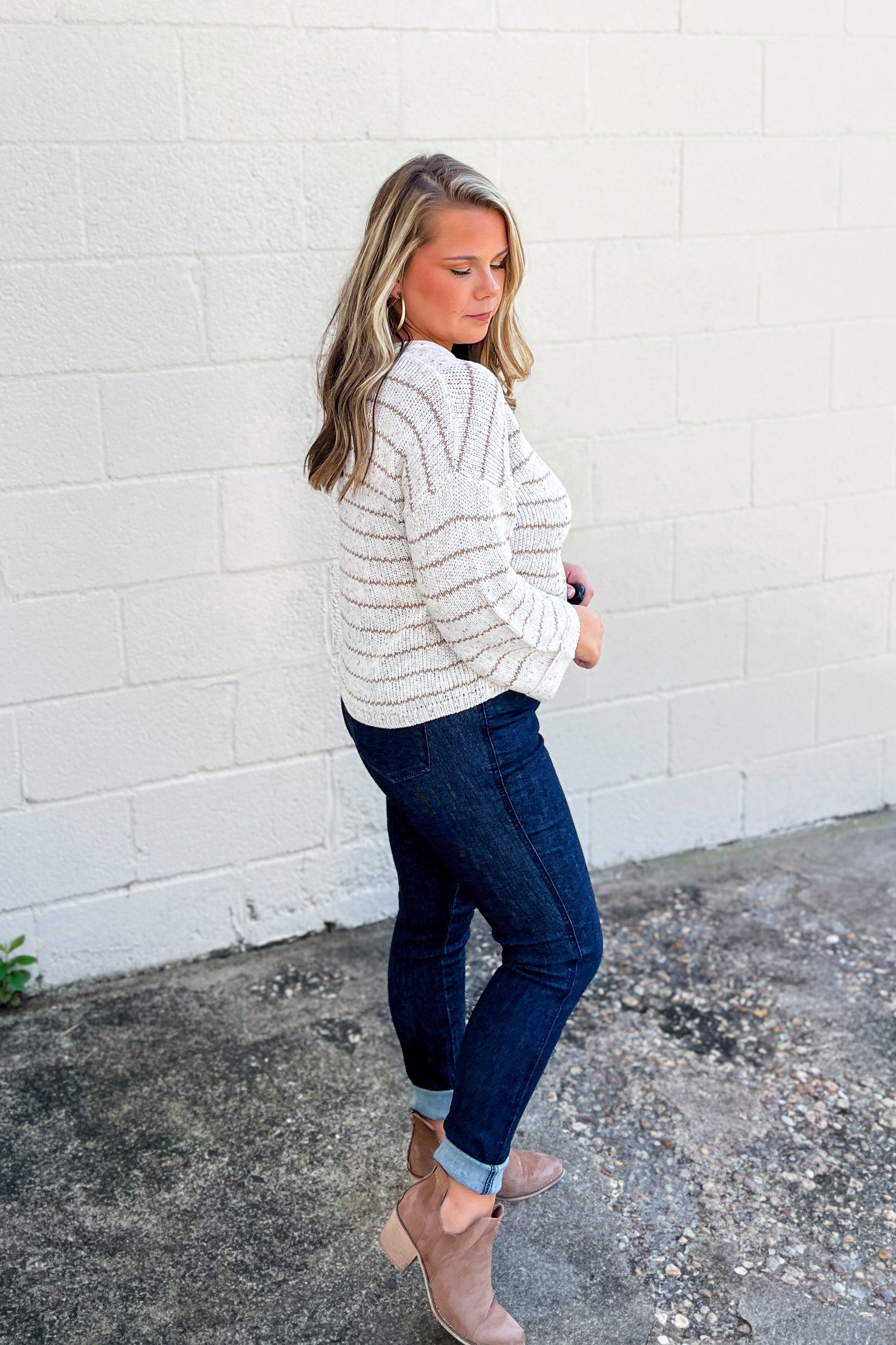 Winding Down Knit Stripe Sweater, Ivory