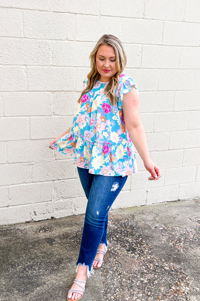 Floral Is Calling Ruffle Top