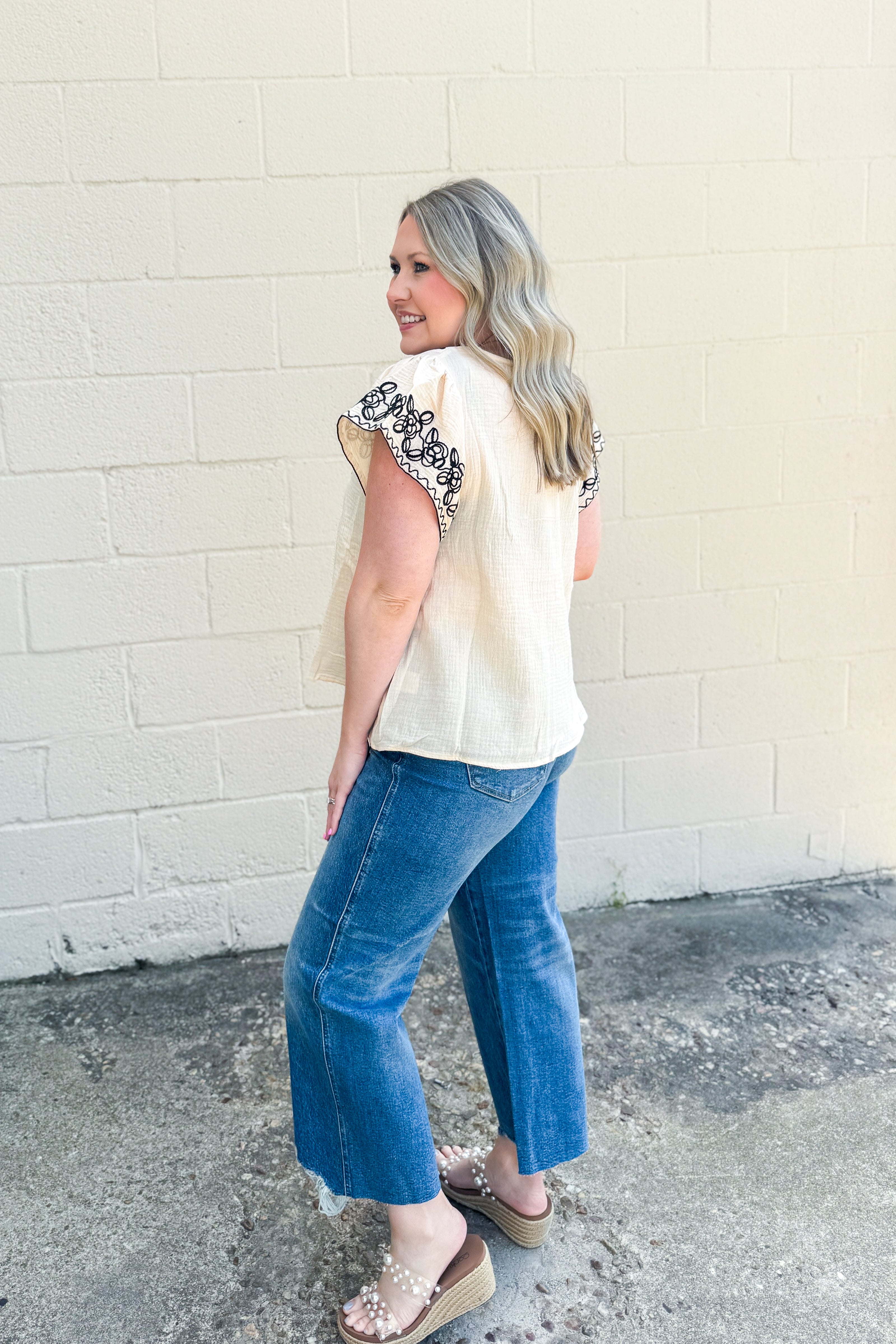 Take The Long Road Embroidered Top