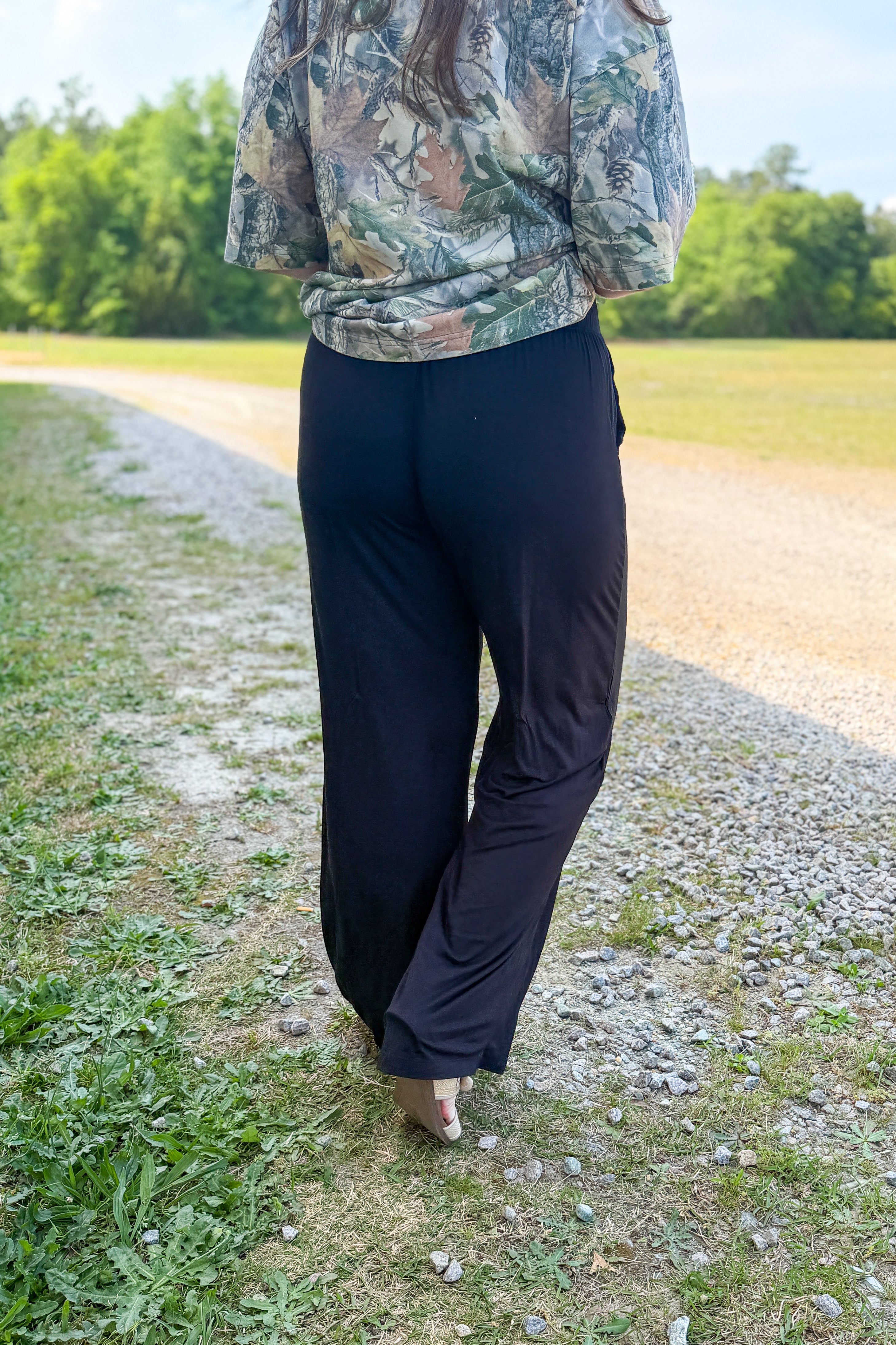 Slow Mornings Wide Leg Pants, Black