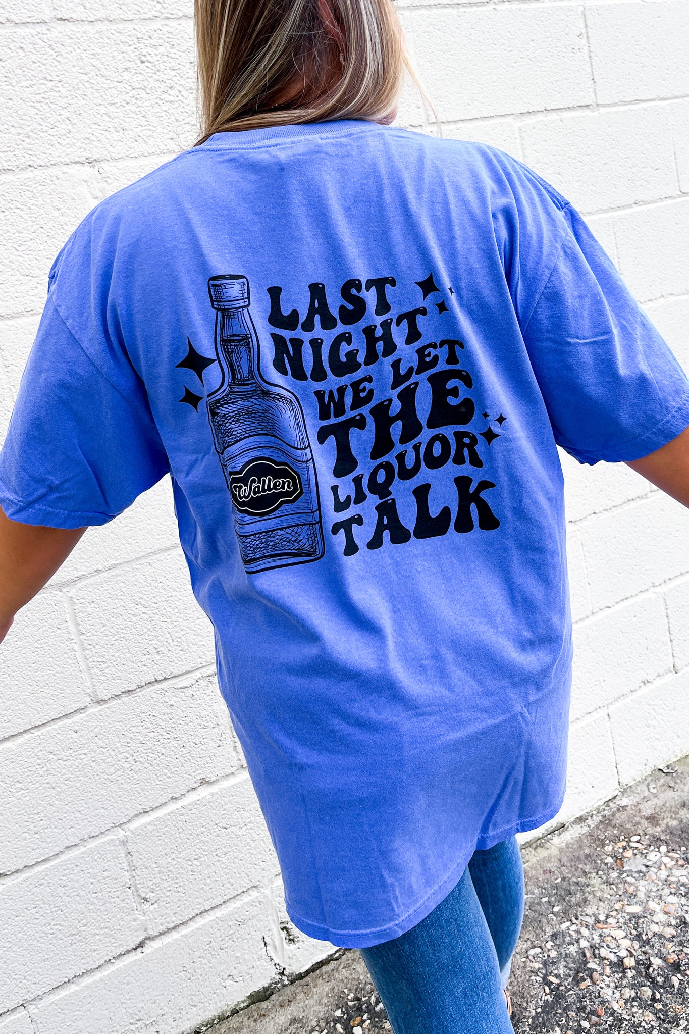 Last Night Graphic Tee, Flo Blue