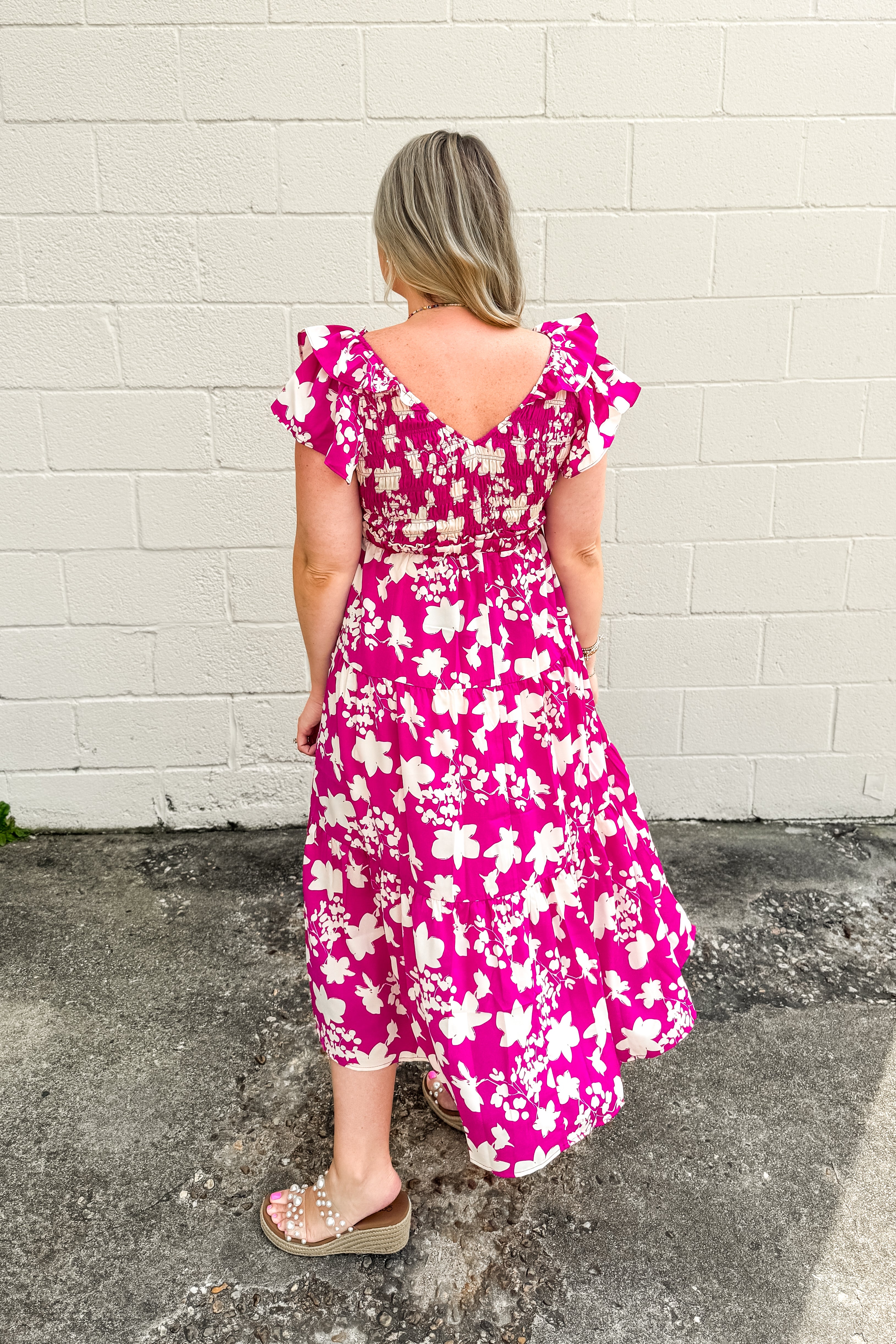 Fuchsia Bloom Midi Dress