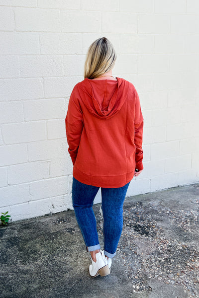 Found A Way Pullover Hoodie Top, Terracotta