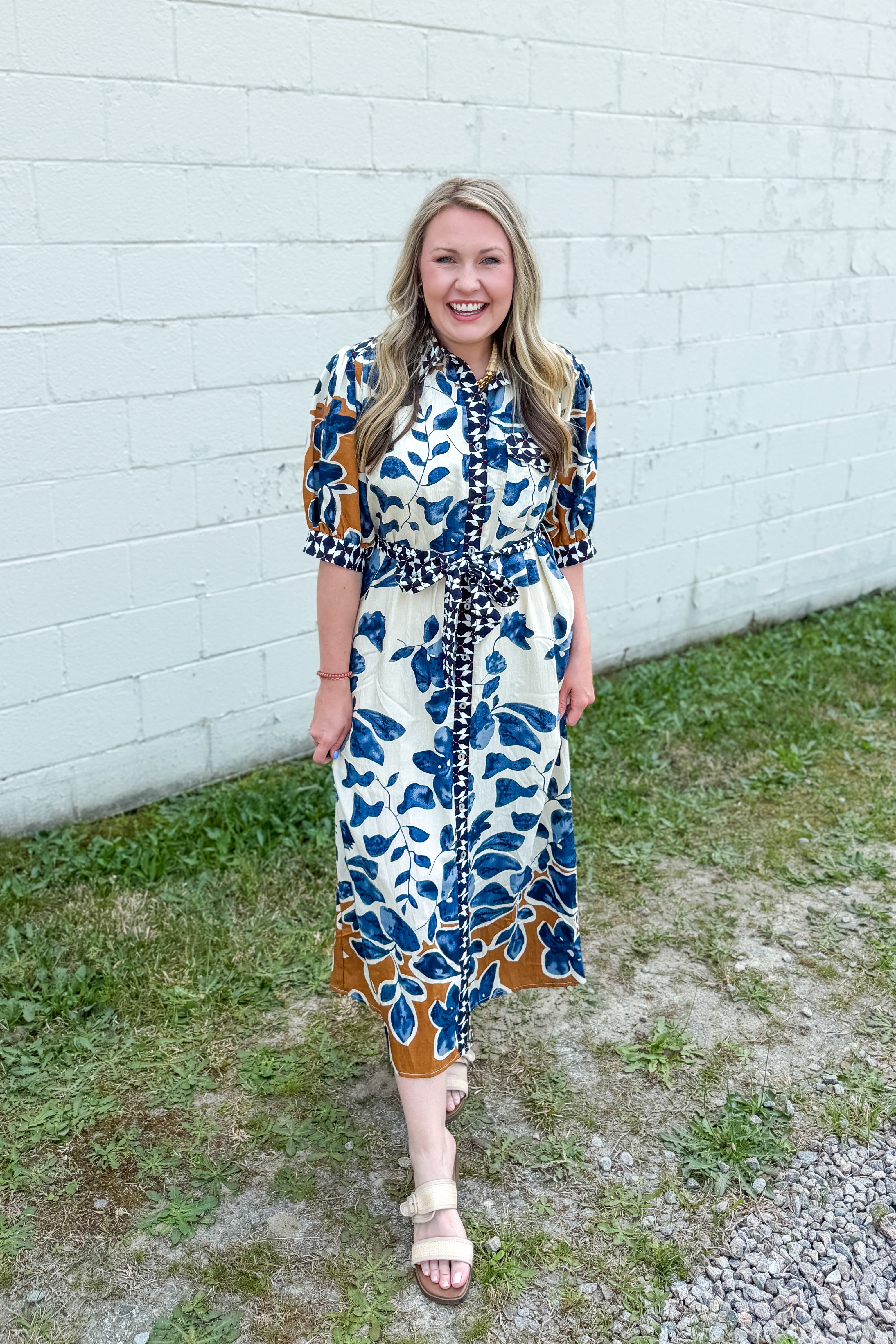 Indigo Petals Midi Dress