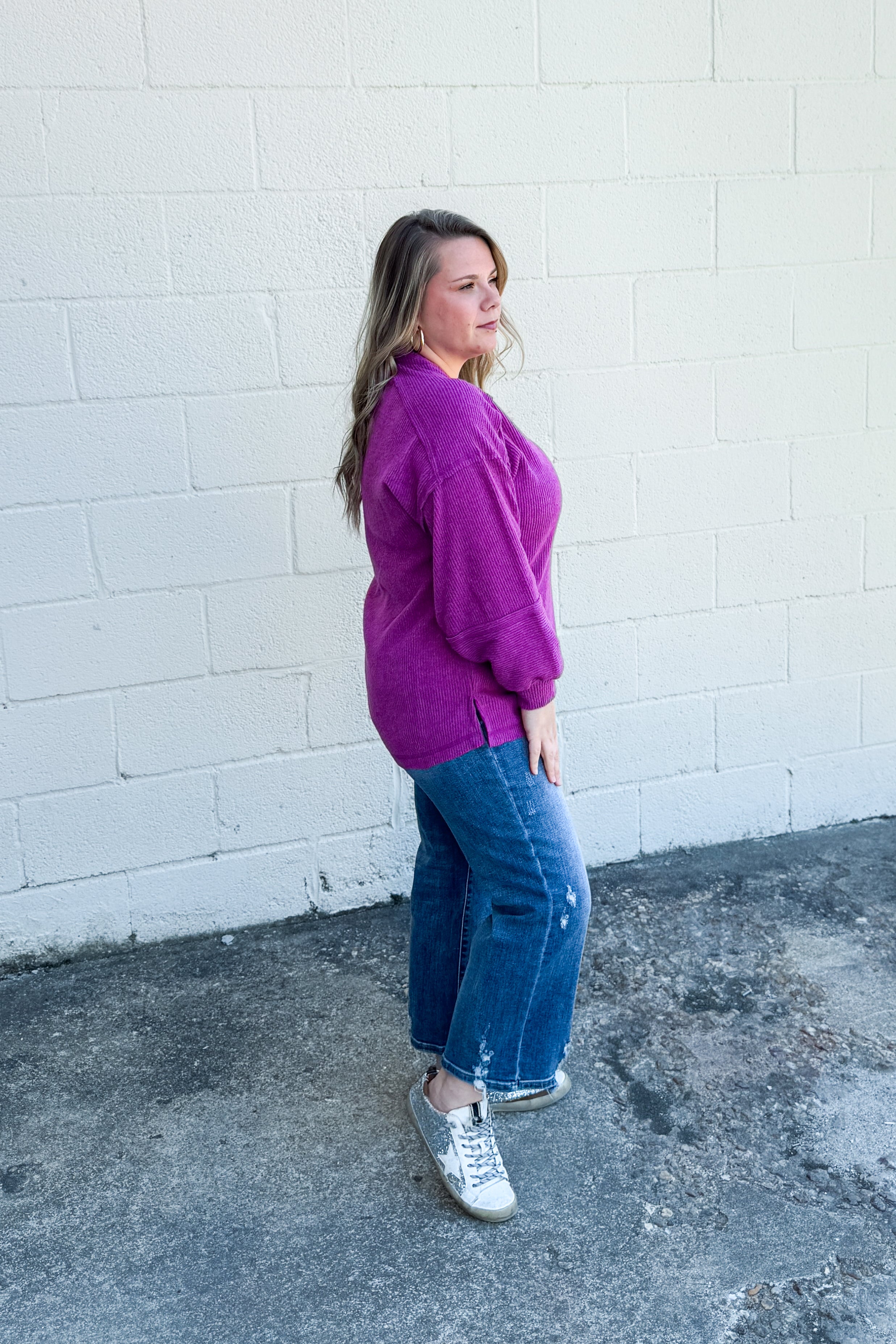 The Alexa Henley Top, Light Plum