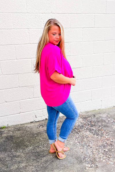 Bring It On Two Tone Top, Candy Pink