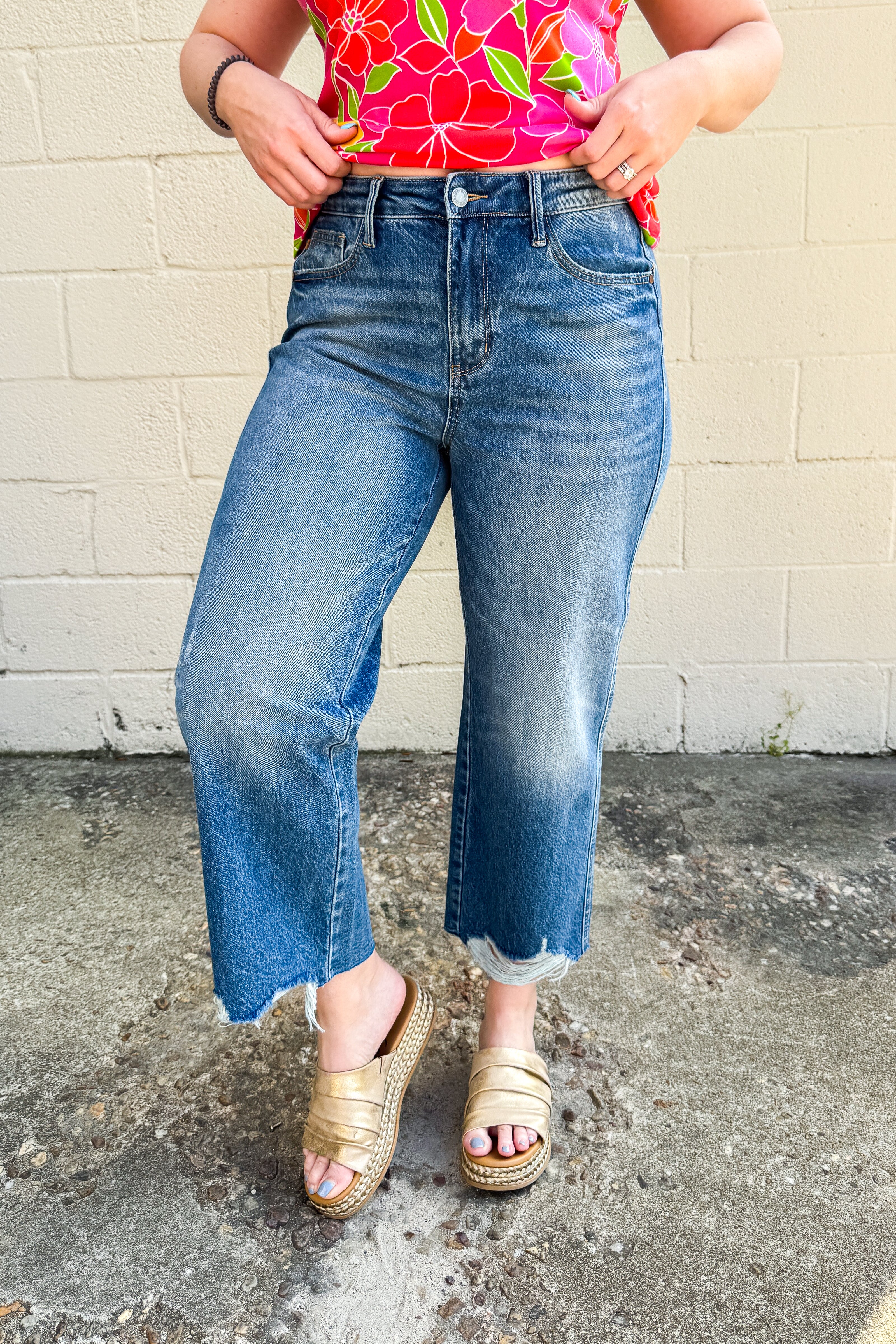 Judy Blue Tessa High Rise Rigid Magic Cropped Wide Leg Jeans