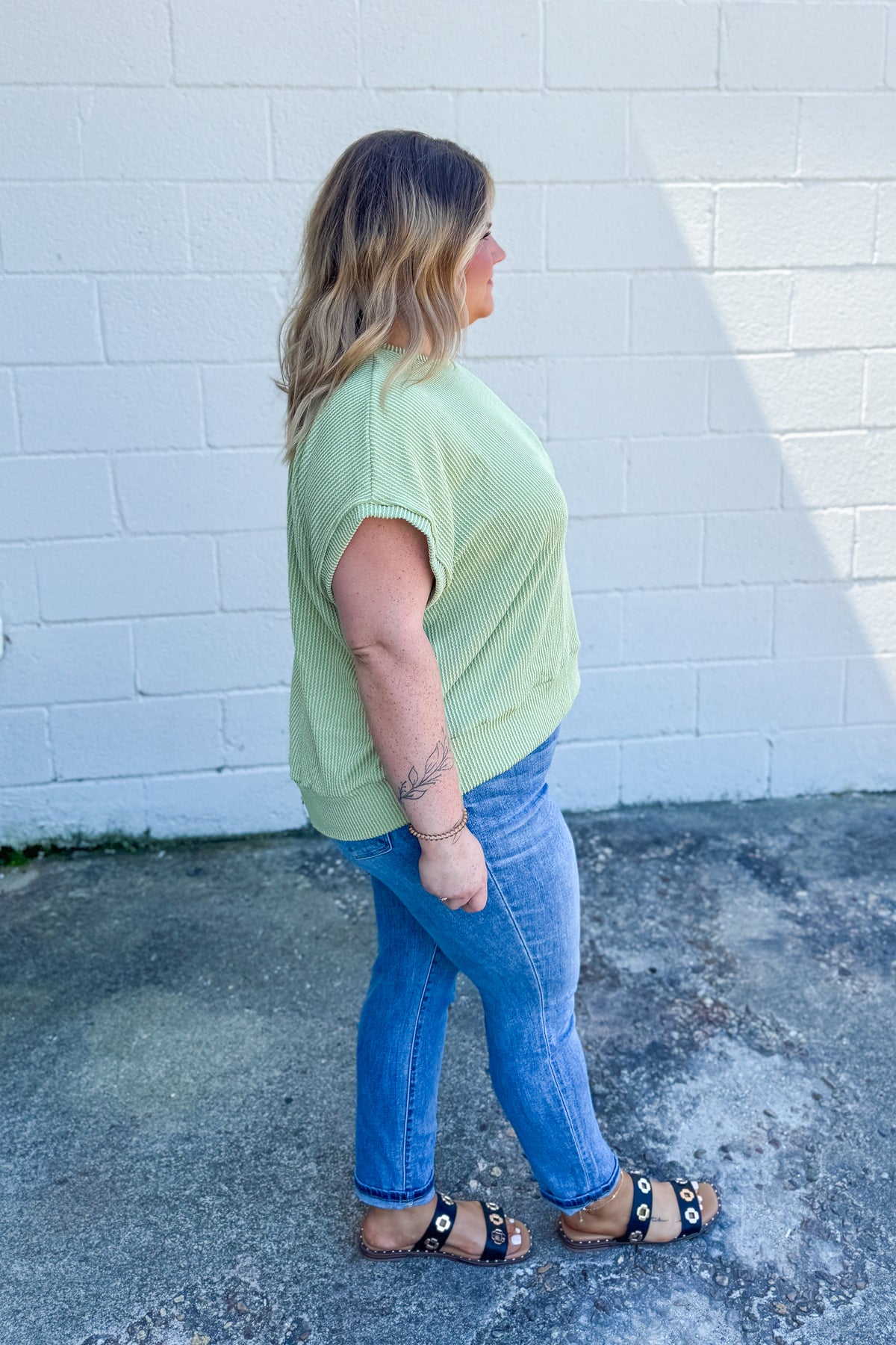 Laid Back Ribbed Top, Light Green | Sew Southern Designs
