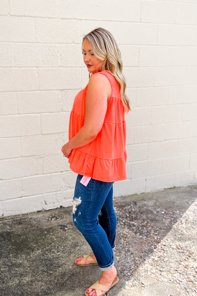 RESTOCK | Made You My Favorite Tiered Tank Top, Neon Coral