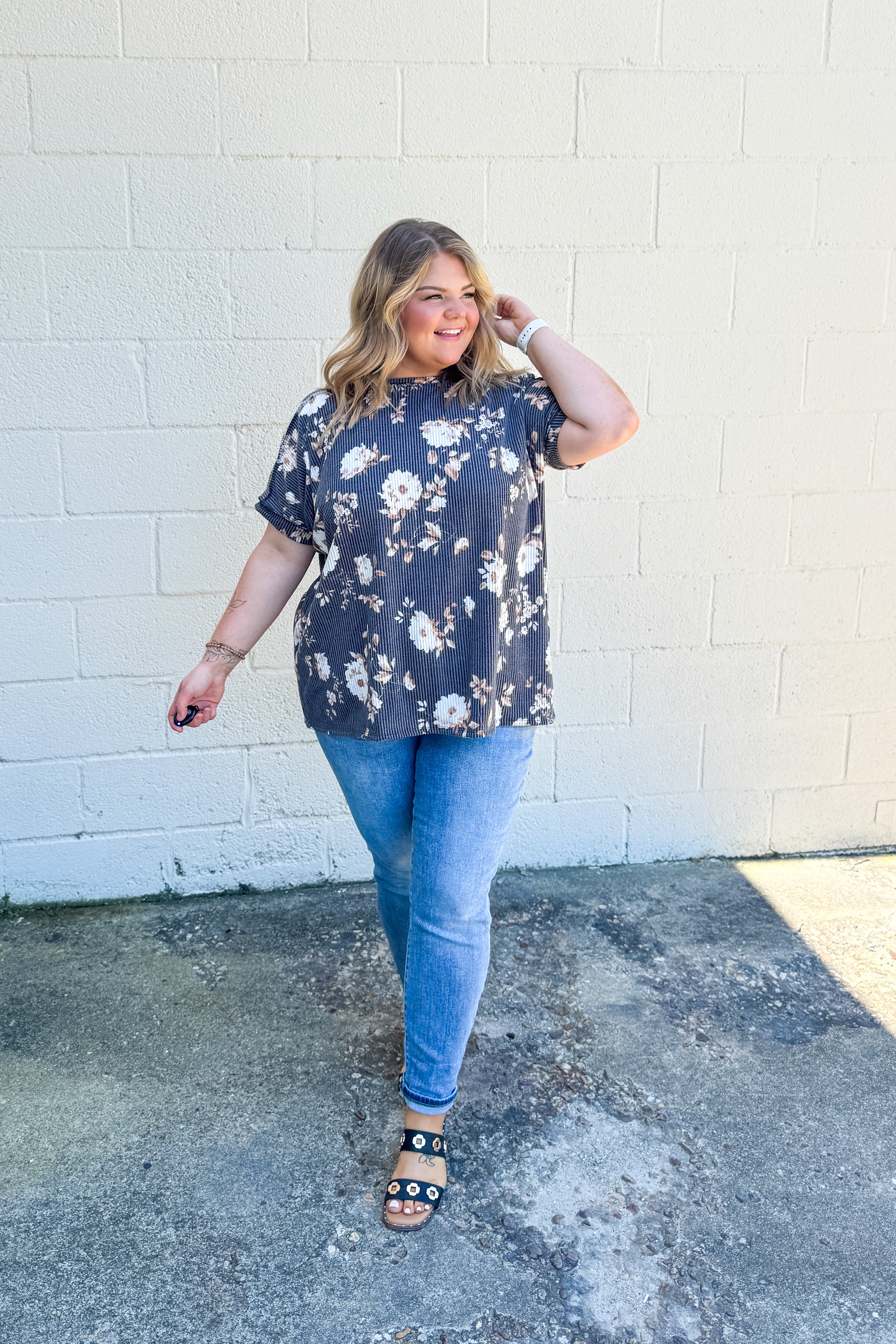 The Meadow Floral Ribbed Top