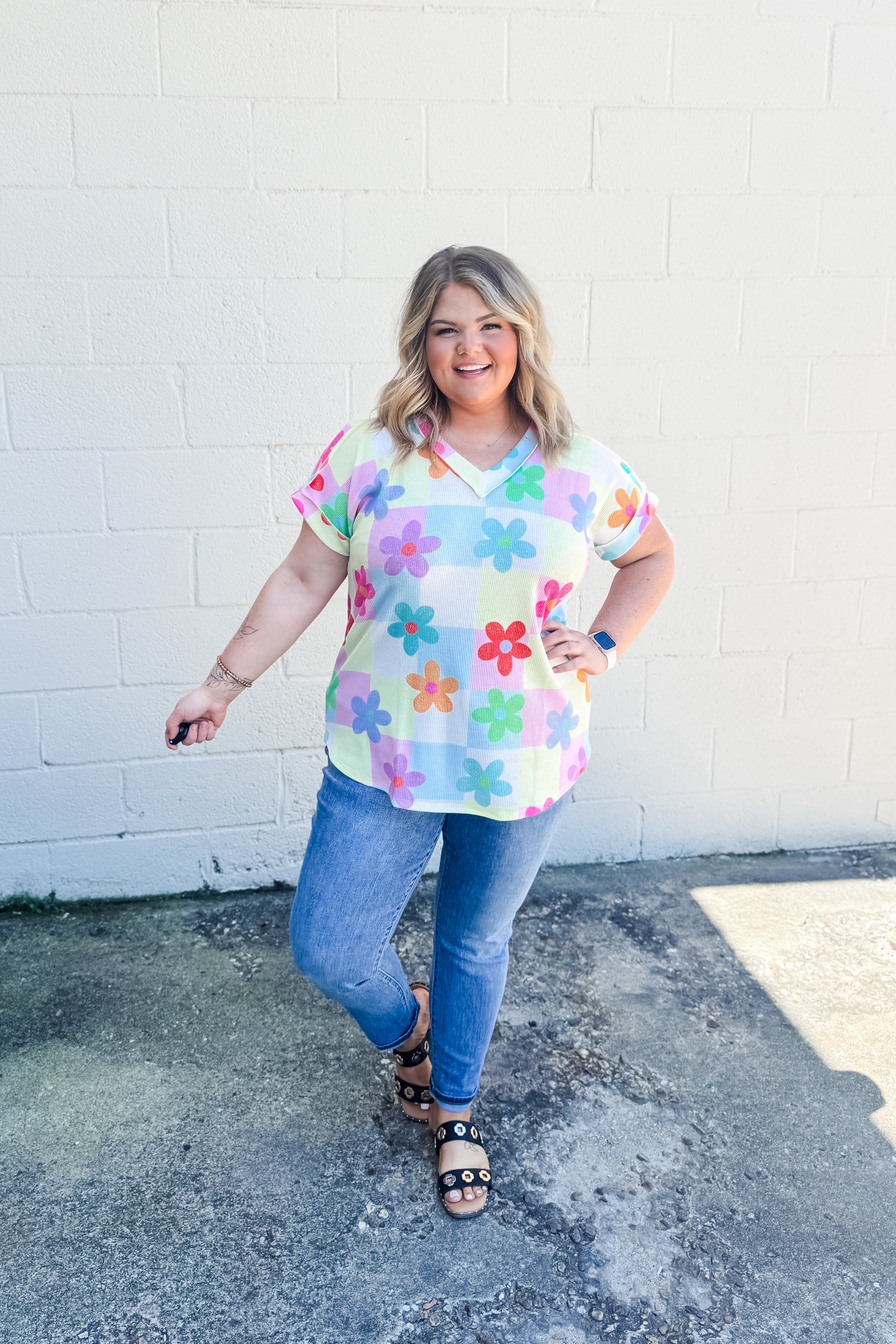 Flower Power Checker Top